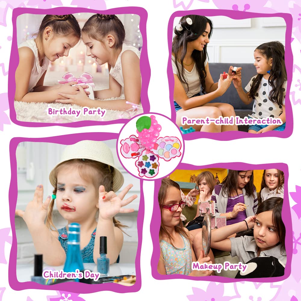 Aomig Kids Makeup Set for Girls - 25pcs Non-Toxic & Washable Toy Makeup Kit with Case, Safe Tested Cosmetic Toys - Perfect Birthday, Christmas & Halloween Gift for Girls - Great for Dress-Up, Pretend Play & Party Makeup Fun