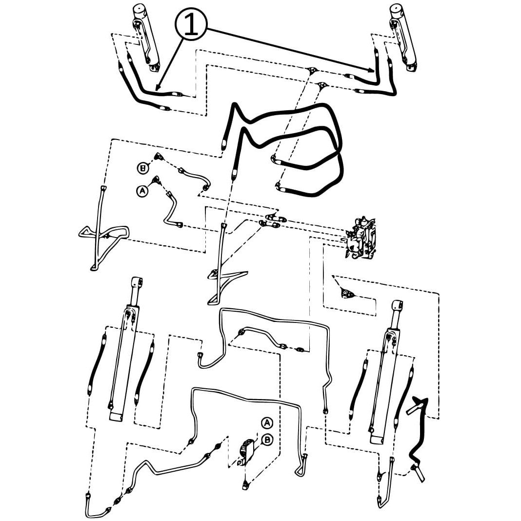 Bobcat T300 & T320 Hydraulic Hose Kit for Loader Bucket Tilt Cylinders with Rod Ends - Replacement Parts for Construction & Landscaping Equipment