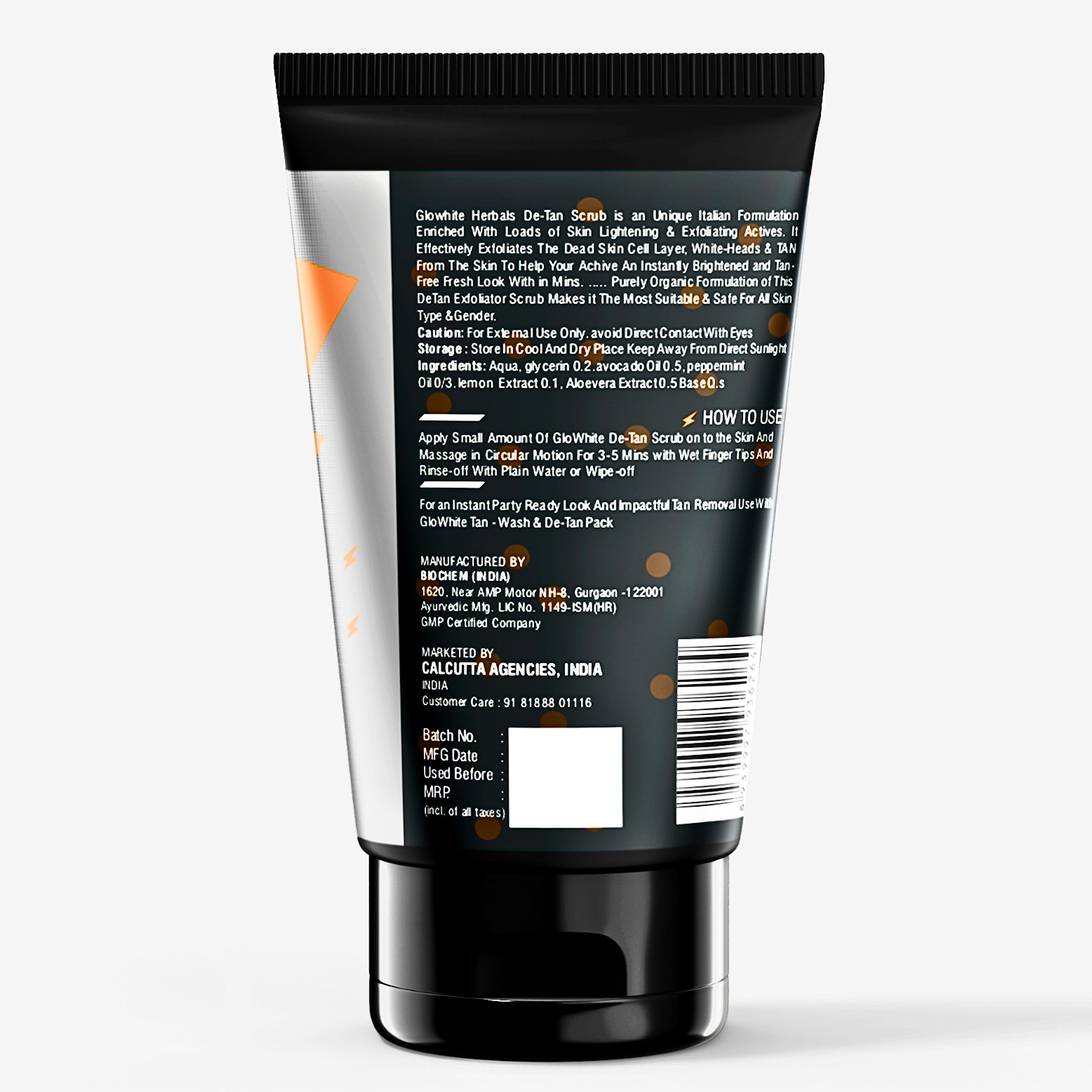 GloWhite Herbals Deep Exfoliating De-Tan Face Scrub for Blackheads & Tan Removal - Brightening Facial Cleanser with Micro Peeling Beads to Even Skin Tone, Reduce Dark Spots & Control Oil | Perfect for Daily Skincare Routine & Post-Sun Care