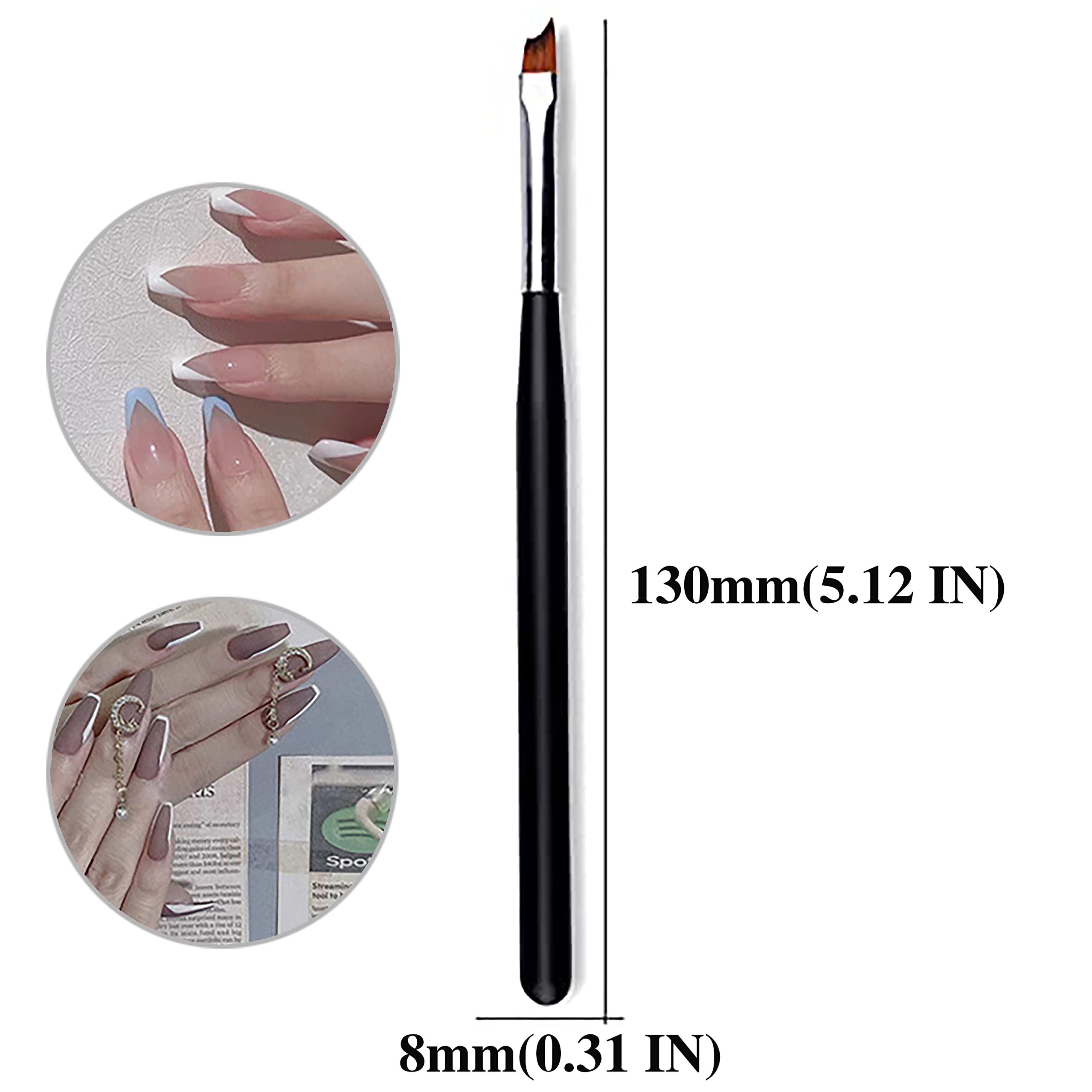 **DANNEASY 6Pcs Nail Brush Set - Acrylic Nail Art Brush, Ombre Brush, Oblique Head French Tips Brush, Nail Painting Pen & Gradient Brushes for Professional Nail Design | Perfect for Salon, DIY Manicure & Nail Art Enthusiasts**
