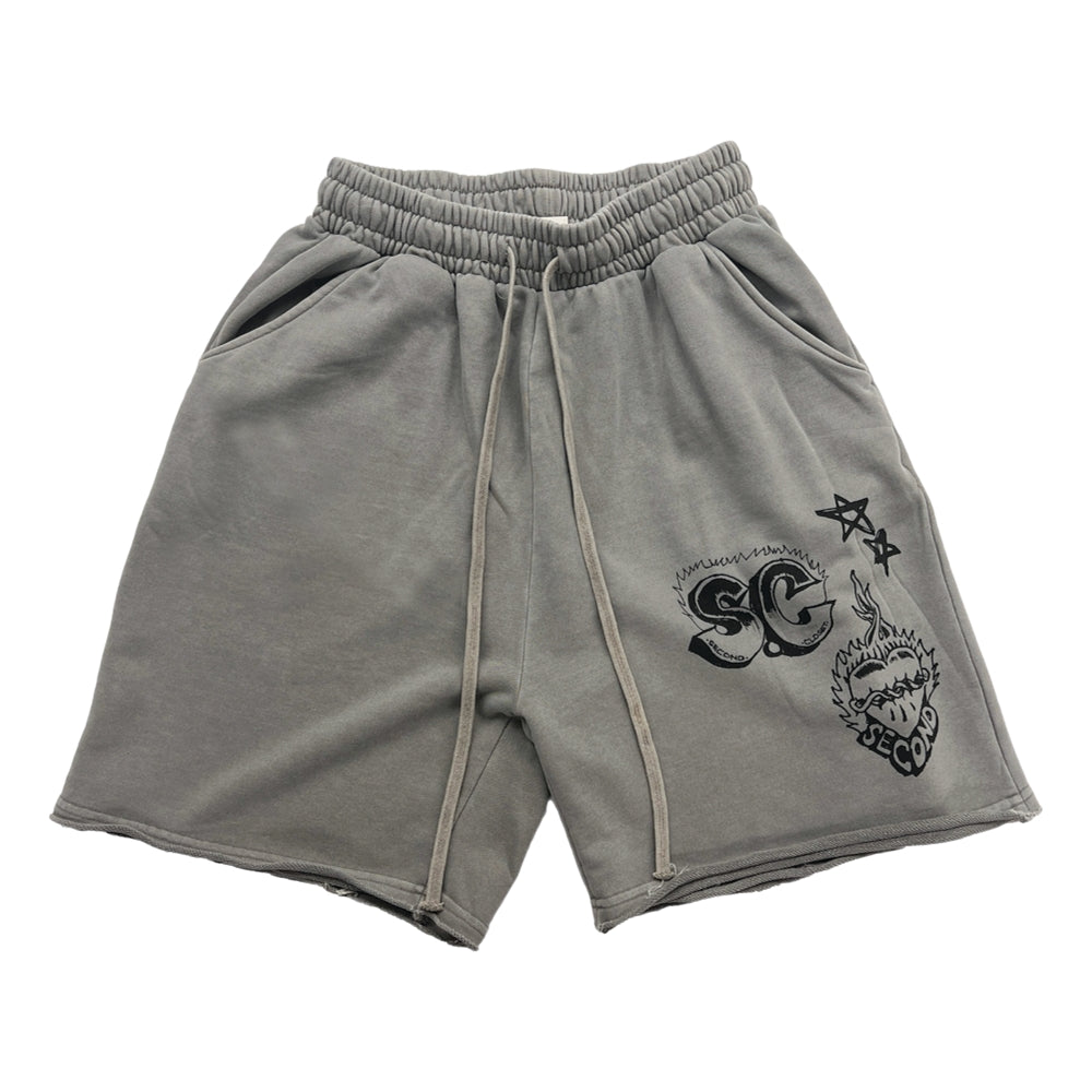 2ND CLOSET Women's MARIA Printed Sweat Shorts - Grey | Casual Lounge Wear, Gym, Yoga & Summer Outfits