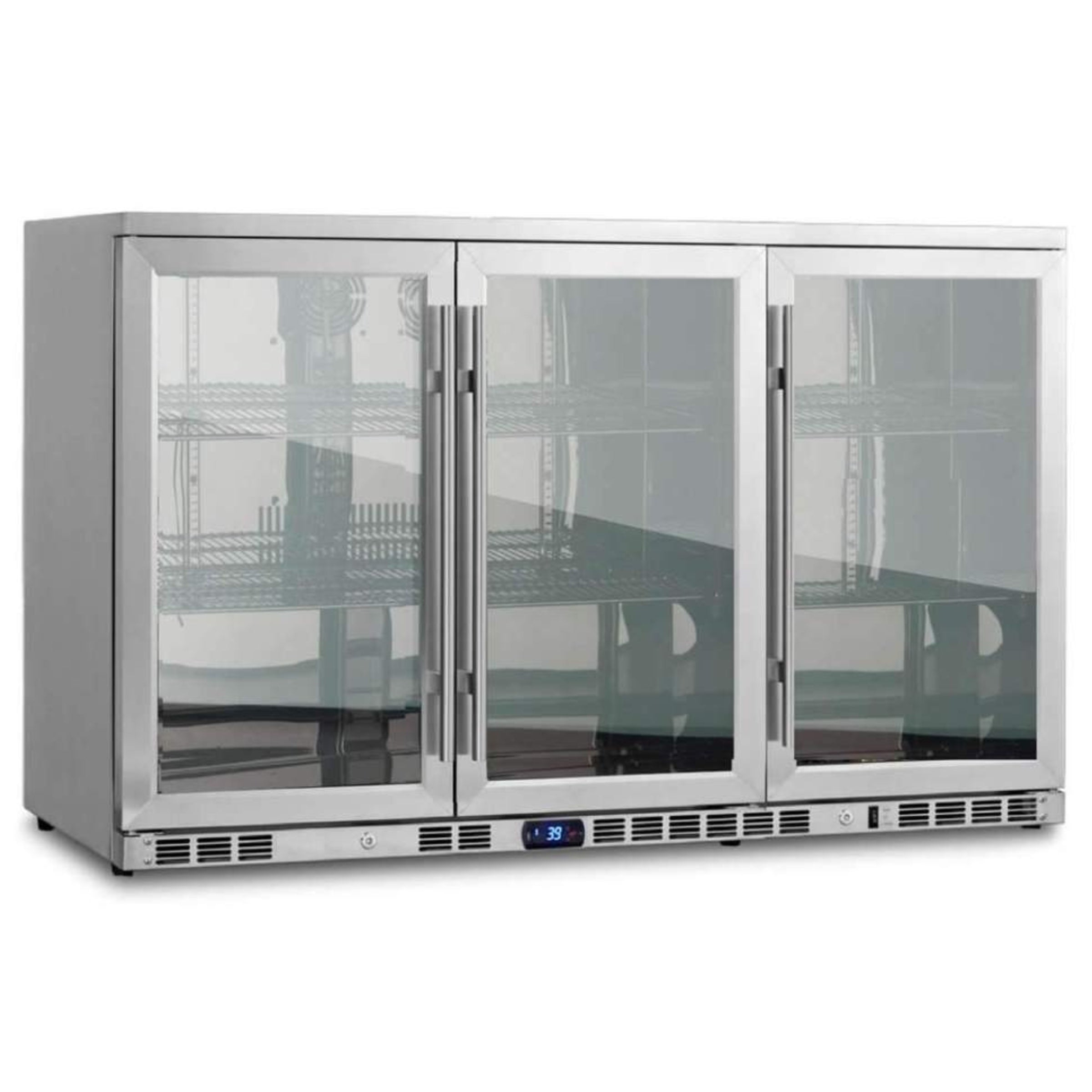 53 Inch 3-Door Commercial Beverage Refrigerator with Glass Heating - Perfect for Restaurants, Bars, and Home Entertaining Spaces
