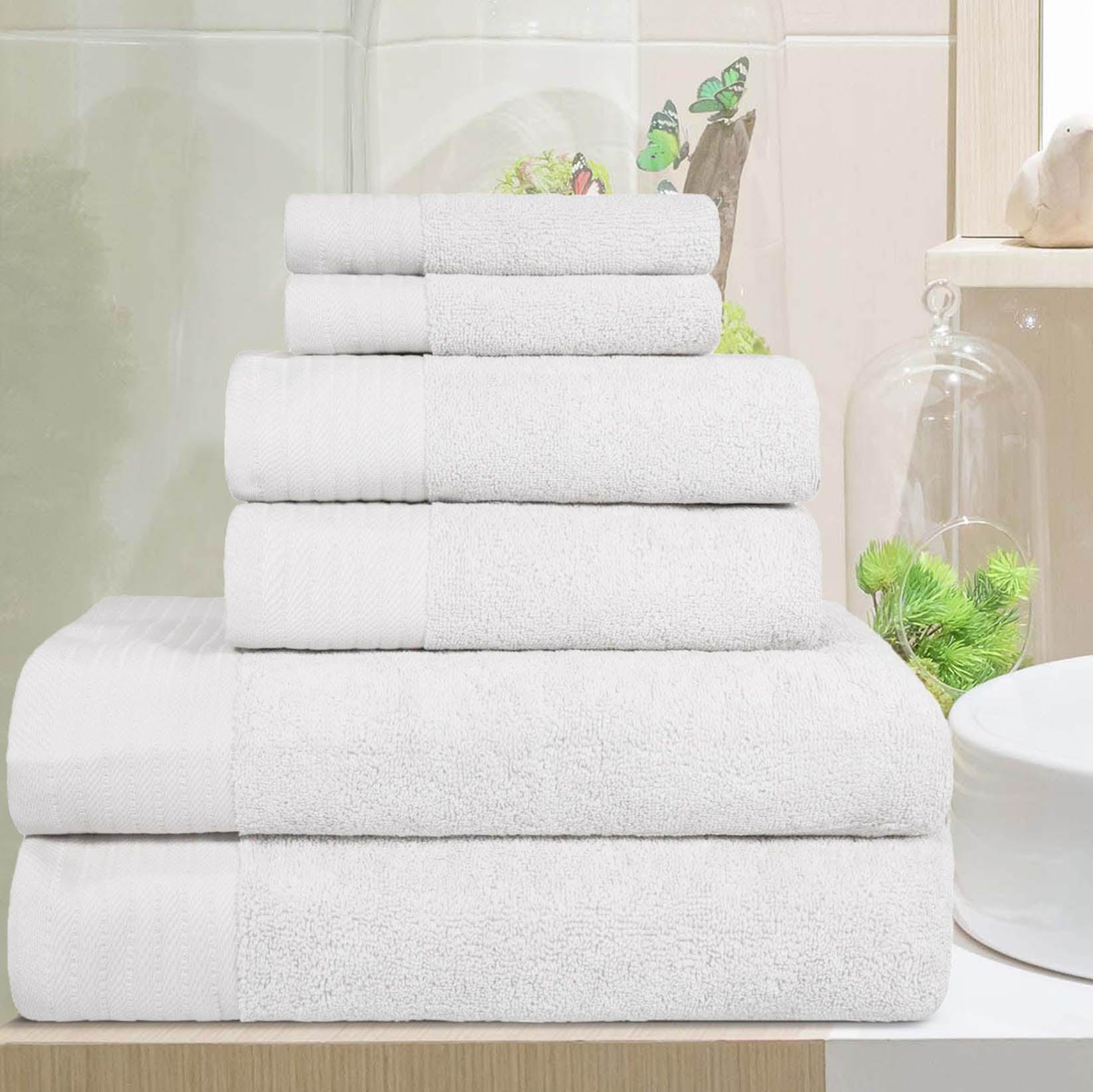 Premium 6-Piece Turkish Cotton Herringbone Bath Towel Set - Ultra Soft & Absorbent - Luxury Bath, Spa & Guest Towels for Home & Hotel Use