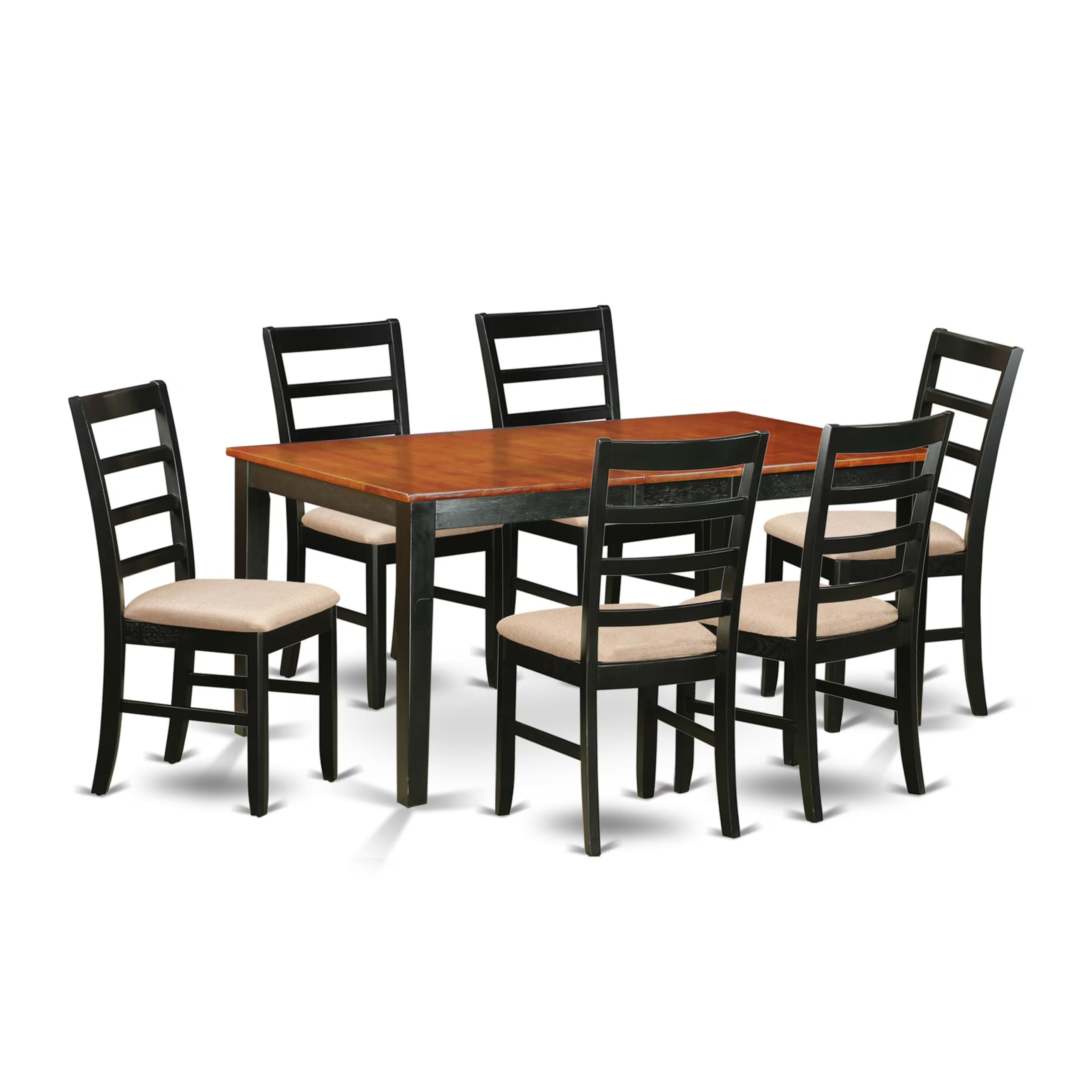 East West Furniture NIPF7-BCH-C 7-Piece Kitchen Dining Set with Butterfly Leaf Table & 6 Upholstered Chairs, 36x66 Inch, Black Cherry - Perfect for Small Spaces, Breakfast Nooks & Cozy Family Meals