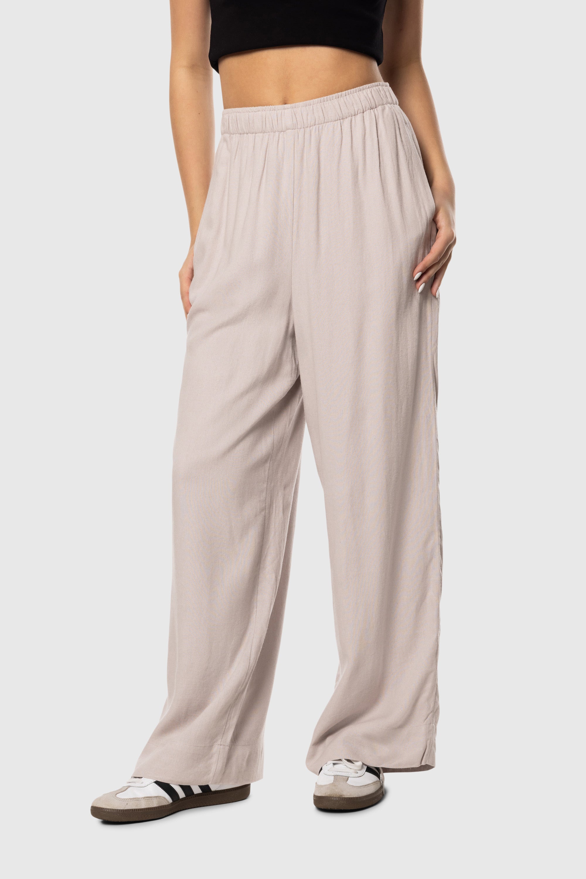 Linen Pants for Women - Soft & Breathable Grey Lilac Casual Trousers - Perfect for Summer, Travel & Relaxation