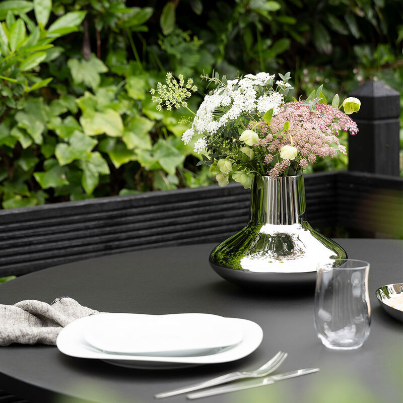 Georg Jensen Koppel Medium Vase - Polished Stainless Steel Home Decor for Modern Living Rooms & Office Spaces