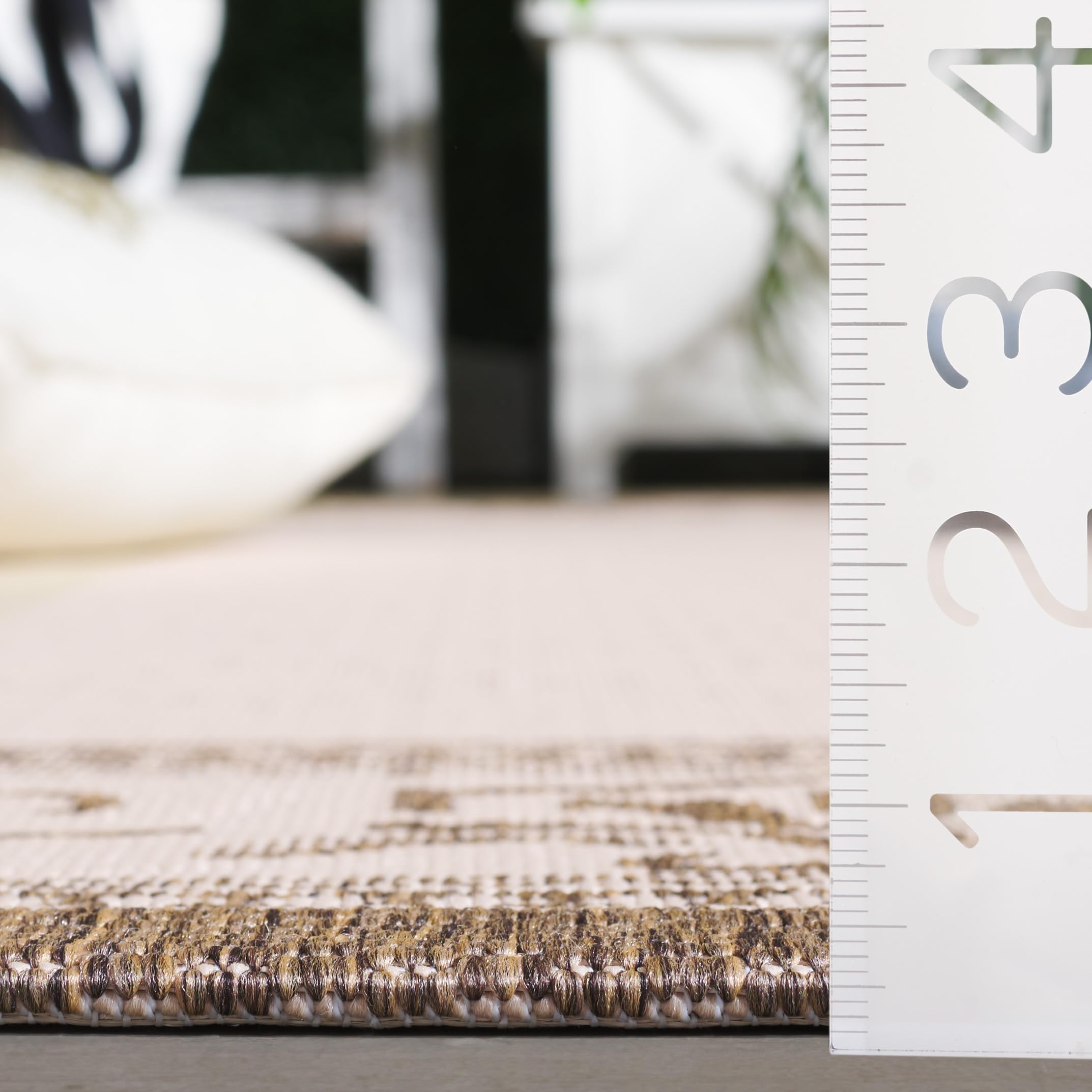 SAFAVIEH Courtyard Collection 9' x 12' Area Rug - Natural & Brown Non-Shedding Easy Care Indoor Outdoor Washable Rug for Living Room, Bedroom, Patio, Backyard, Mudroom (CY0901-3001)