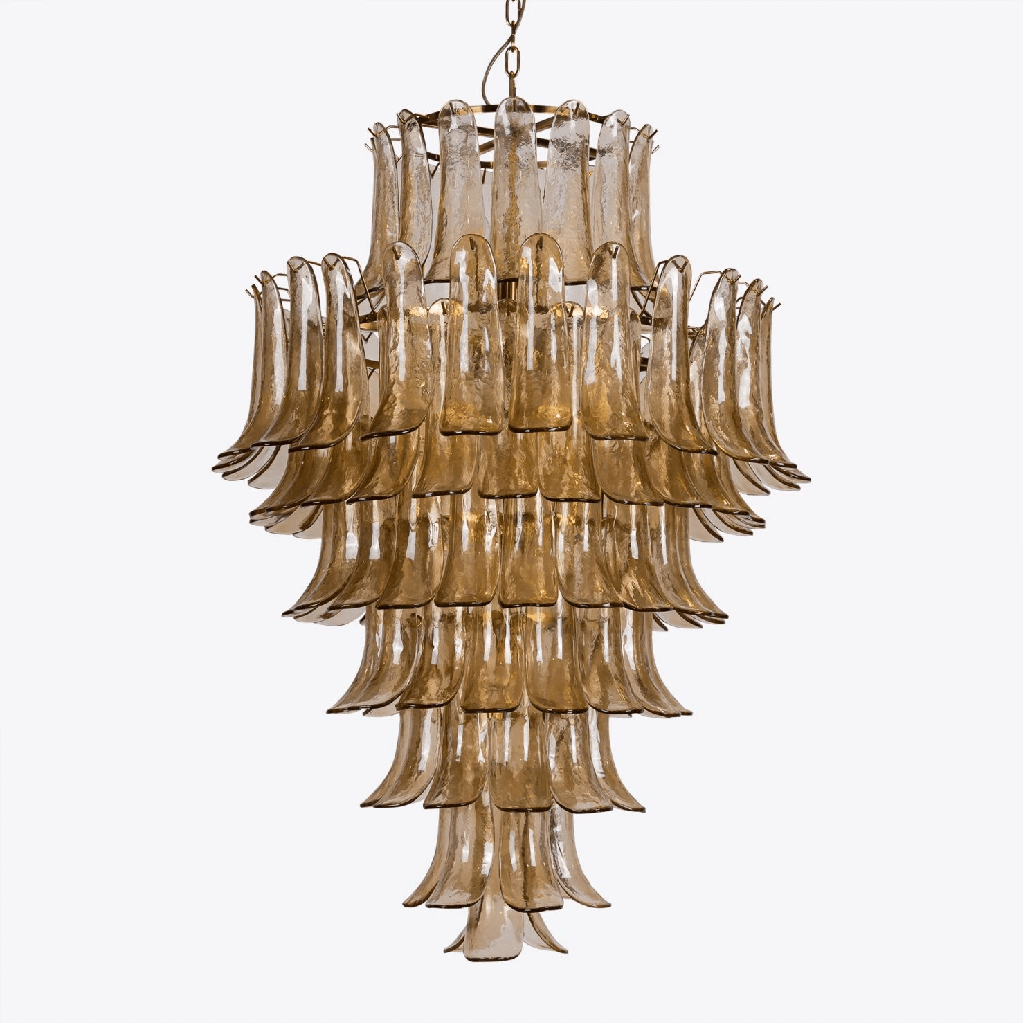 Amber Petal Chandelier - Elegant Floral Crystal Ceiling Light Fixture for Dining Room, Bedroom & Living Room Decor