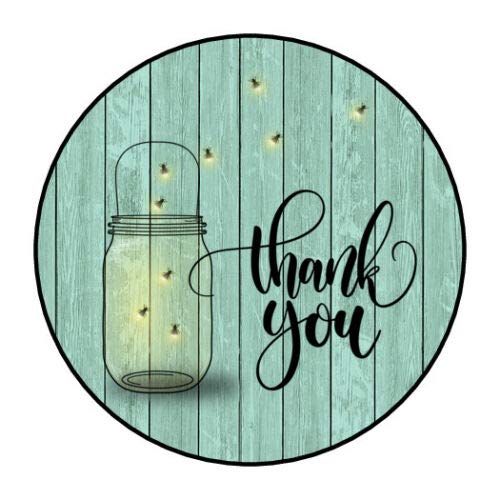 Wood Fireflies Thank You Stickers - 1.5