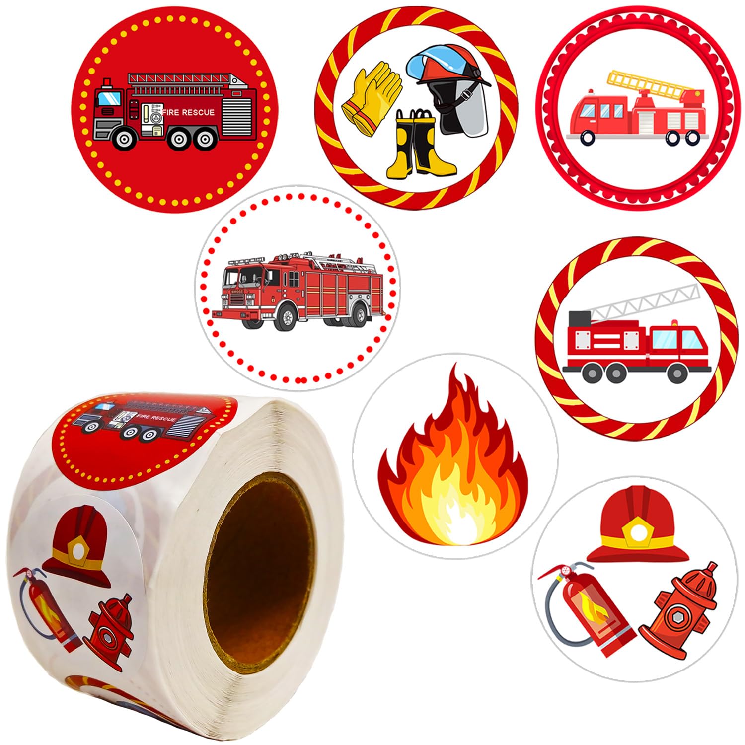500PCS Fire Truck Stickers - Fire Truck, Fire Car, Fireman Birthday Party Favors, Baby Shower Decorations, DIY Sticker Labels for Jars, Containers & Letters - Perfect for Kids' Parties, School Projects & Crafting