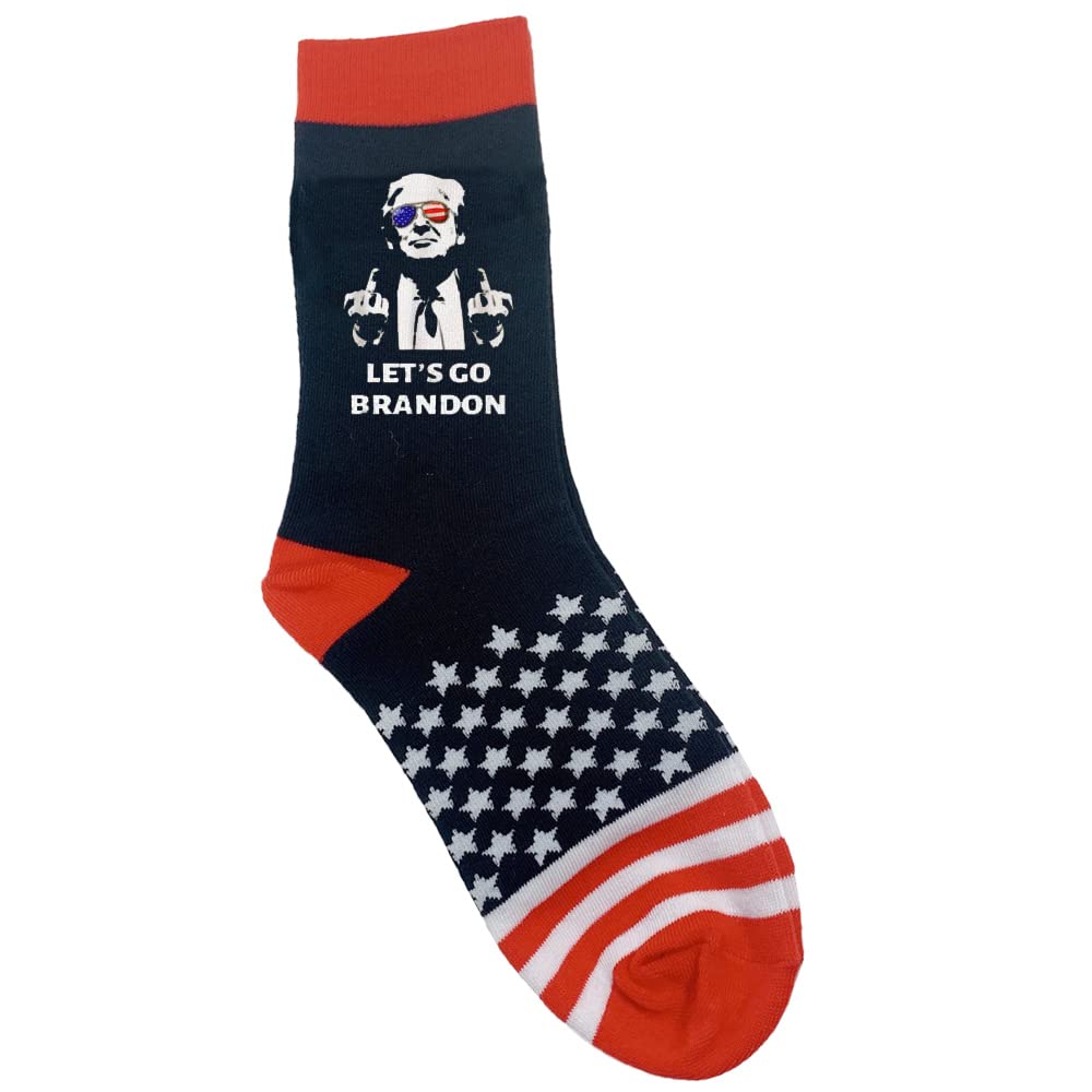 Let's Go Brandon Socks - Patriotic American Flag Novelty Socks for Men & Women - Funny Political Socks with Trump & Biden Designs - Perfect for Elections, Rallies & Conservative Events