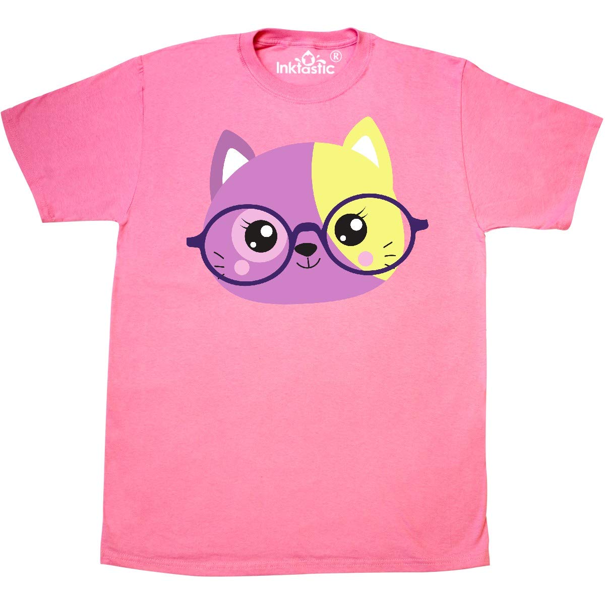 Inktastic Hipster Cat with Glasses - Cute Kitten Graphic T-Shirt for Men & Women | Perfect for Casual Wear, Cat Lovers & Funny Gift Ideas