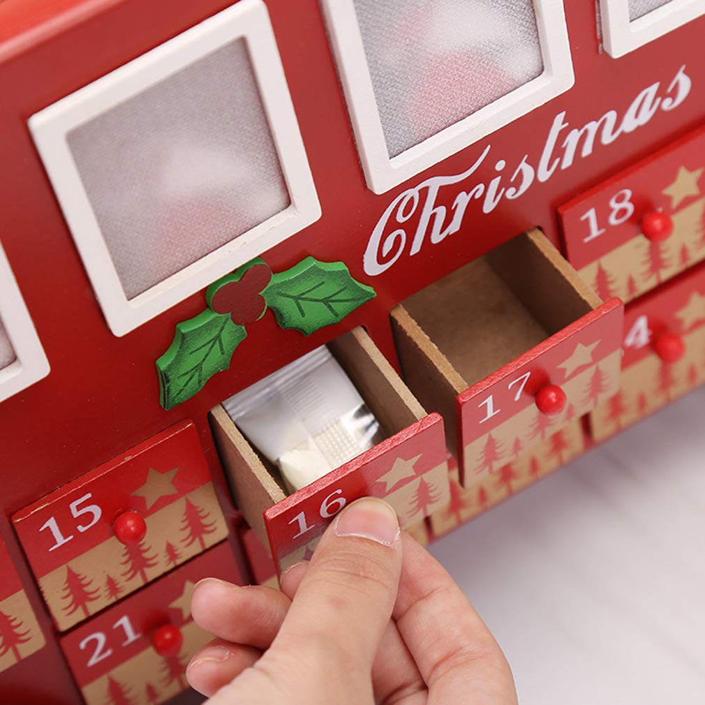 24-Day Christmas Wooden Advent Calendar with Drawers - Holiday Countdown Calendar for Kids, Xmas Decor & Candy Storage Box | Perfect for Home Decor, Gift Giving & Festive Countdown Celebrations