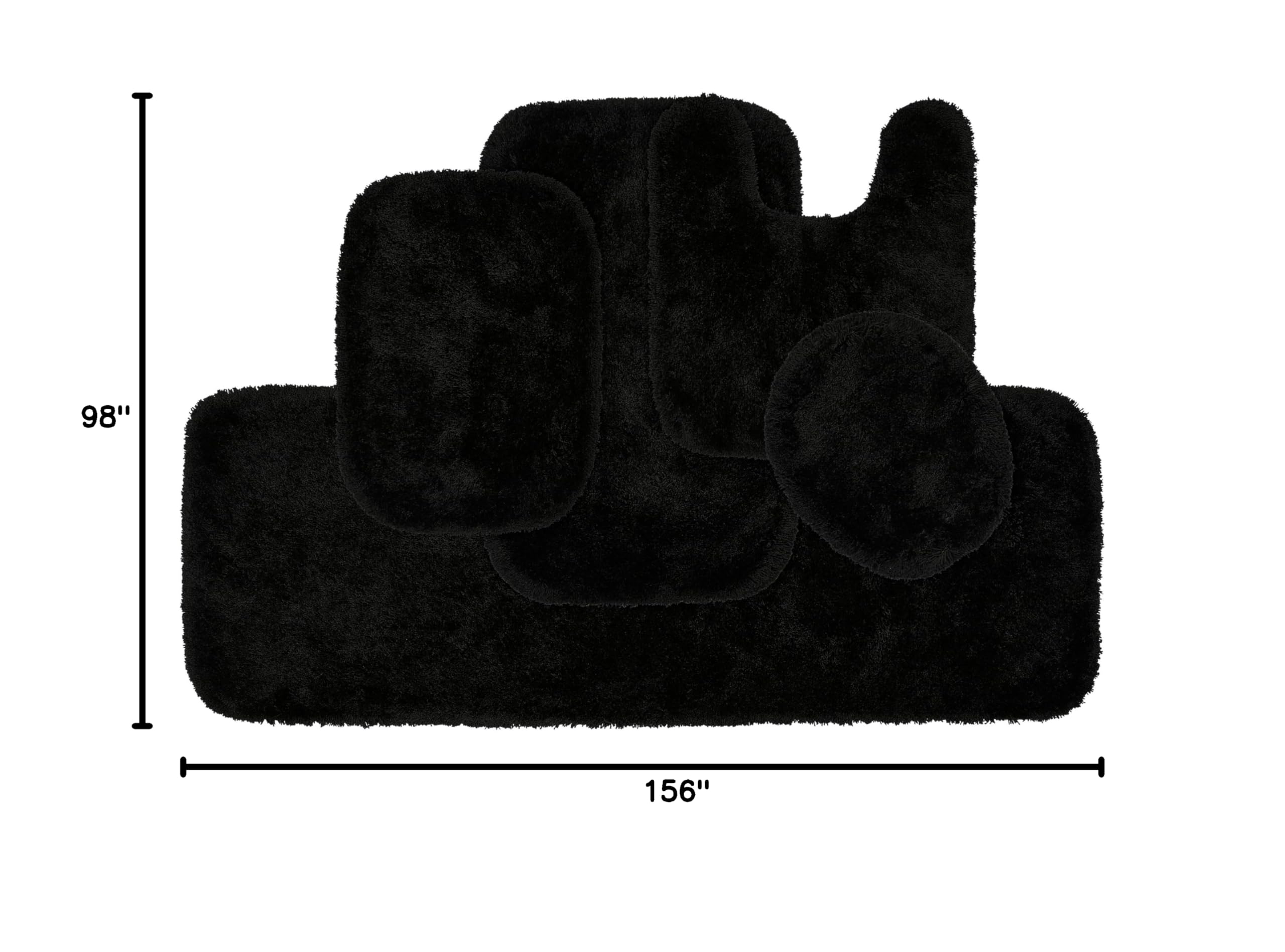 Garland Rug Finest Luxury Black 5-Piece Ultra Plush Washable Bathroom Rug Set - Soft, Absorbent & Stylish Non-Slip Bath Mat for Shower, Tub & Vanity Area in Basin Blue