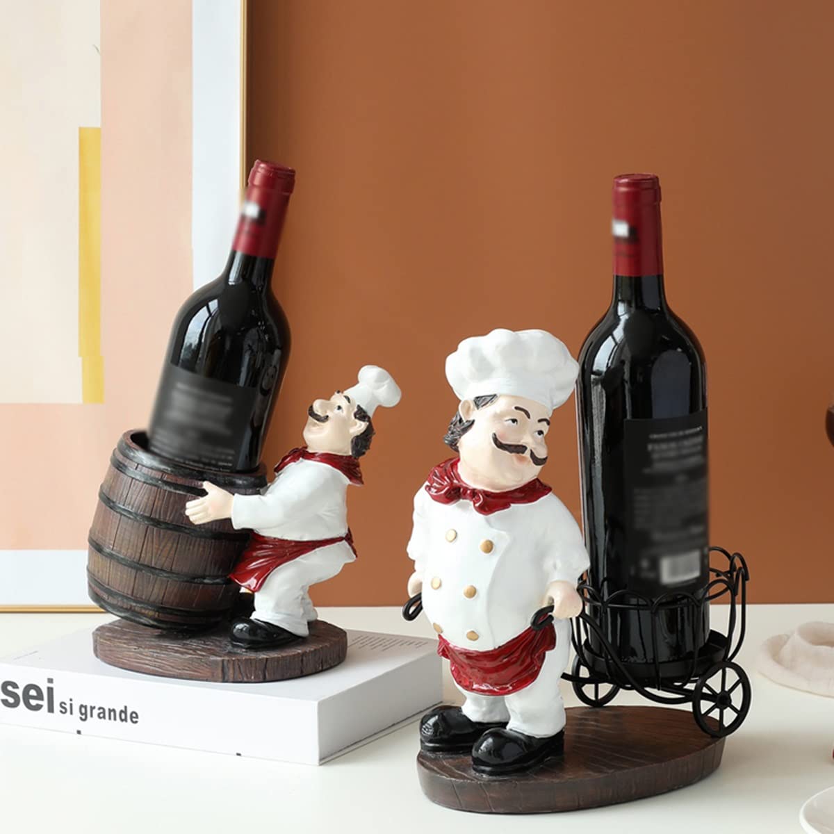 SEFAX Creative Resin Mustache Chef Wine Rack - Modern Wine Bottle Display Holder for Kitchen, Bar & Restaurant Decor - Perfect for Home Storage & Wine Enthusiasts - Ideal for Gifts, Parties & Entertaining