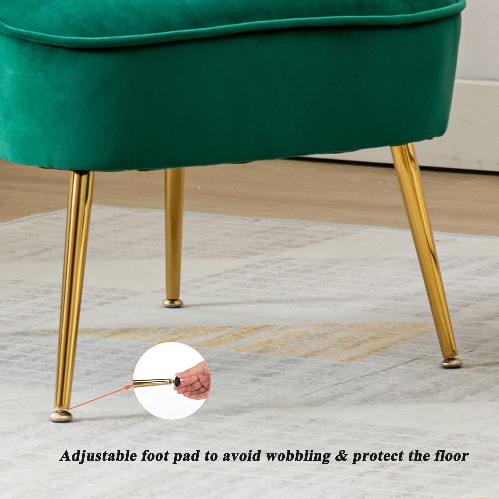 DUOMAY Modern Velvet Accent Chair Set of 2 - Green Wingback Slipper Chairs with Gold Metal Legs for Living Room, Bedroom, Entryway - Space Saving Small Corner Chairs for Apartments & Cozy Reading Nooks