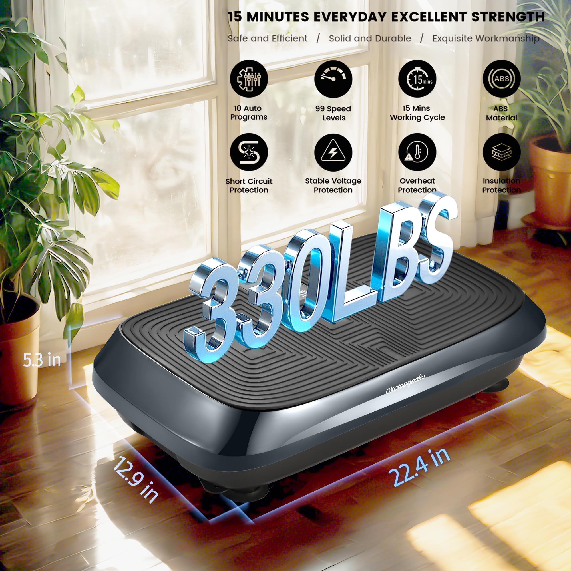 Vibration Plate Exercise Machine - Whole Body Workout Equipment for Weight Loss & Lymphatic Drainage | Home Gym Fitness Platform with Power Vibration Technology (Blue) | Perfect for Home Workouts, Toning, and Relaxation