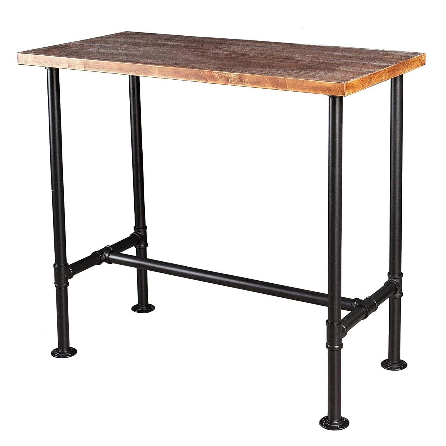 Rustic Industrial Dining Table for 4 - Heavy Duty Metal Pipe Frame with Rectangular Wooden Top - Vintage Black Finish - Perfect for Farmhouse Kitchens, Small Dining Rooms & Cozy Breakfast Nooks