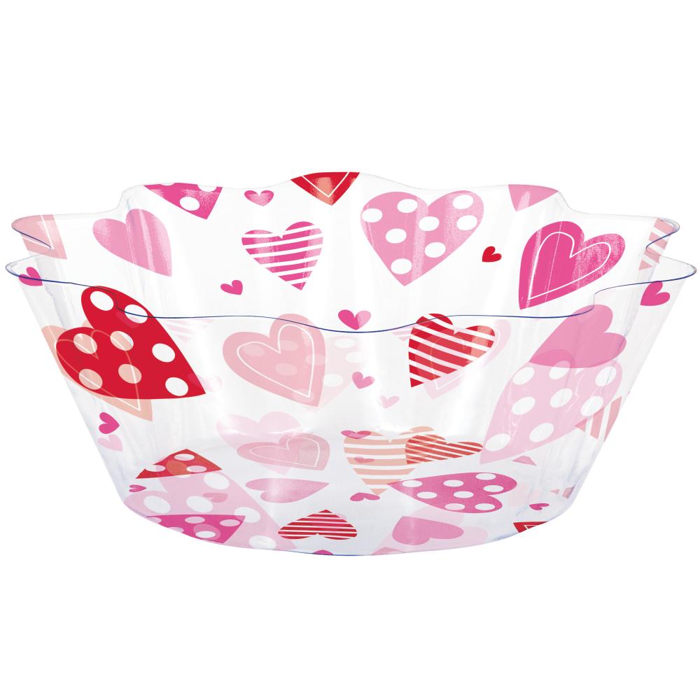 12-Piece Bulk Valentine Hearts 8-Inch Fluted Bowl Set - Perfect for Holiday Parties, Wedding Decor & Candy Displays