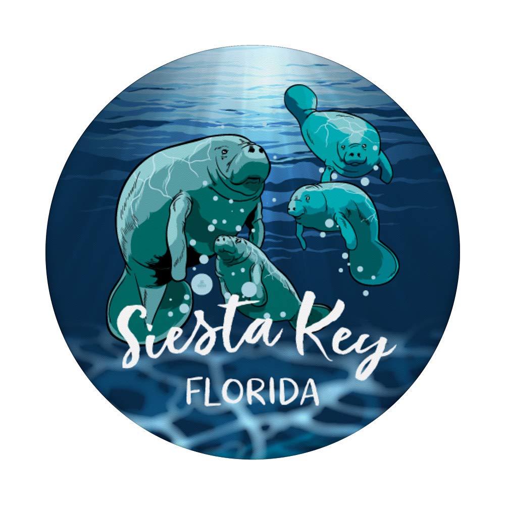Siesta Key Florida Manatee PopSockets PopGrip - Swappable Phone & Tablet Stand with Grip - Cute Manatee Design Gift for Men, Women & Kids - Perfect for Travel, Work & Everyday Use