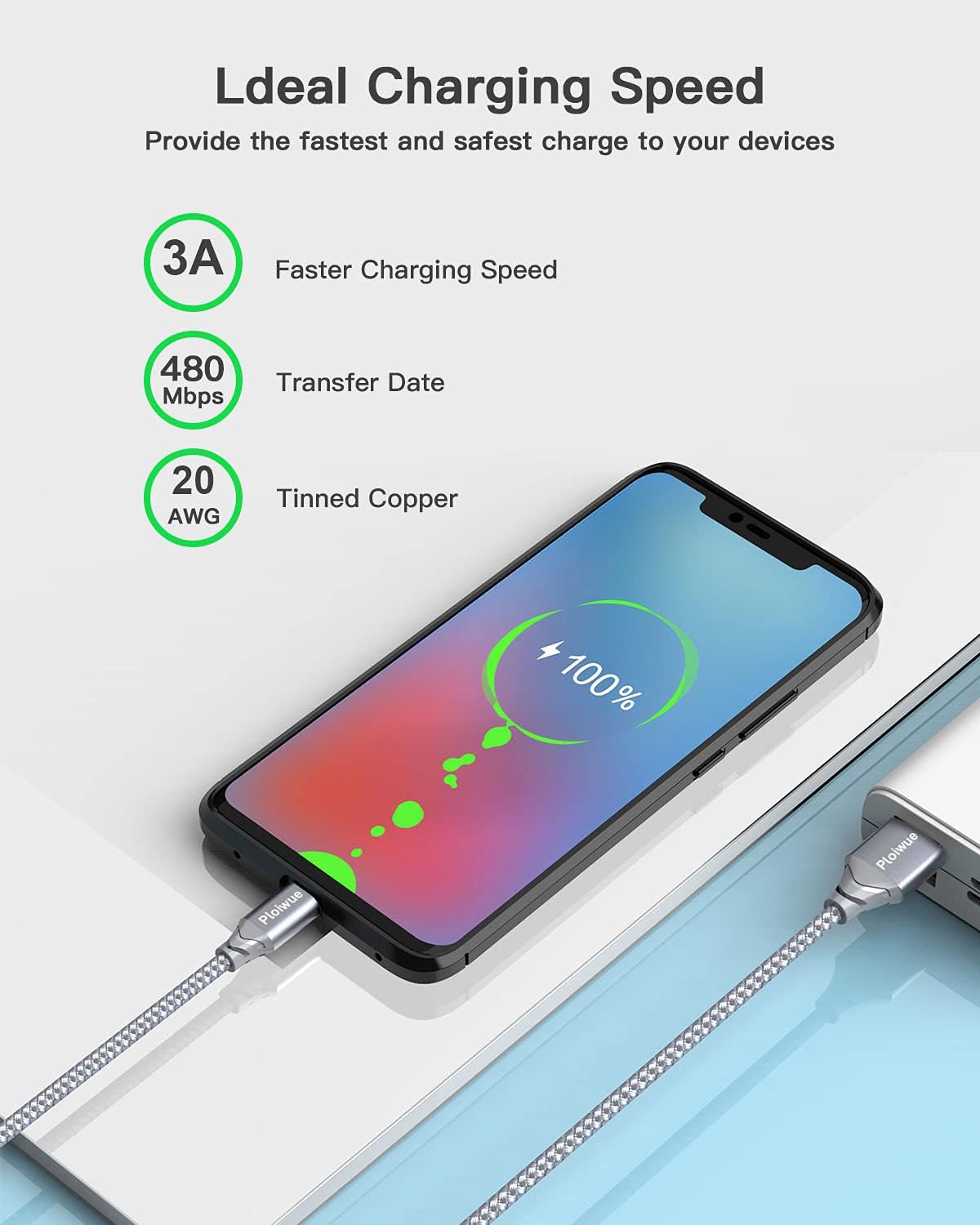 8M Extra Long Braided USB C Cable - Fast Charging & Durable Nylon Cord for PS5 Controller, Samsung Galaxy S20/S10/S9, Huawei, Xbox, Switch Pro - Perfect for Gaming & Device Charging (Grey)