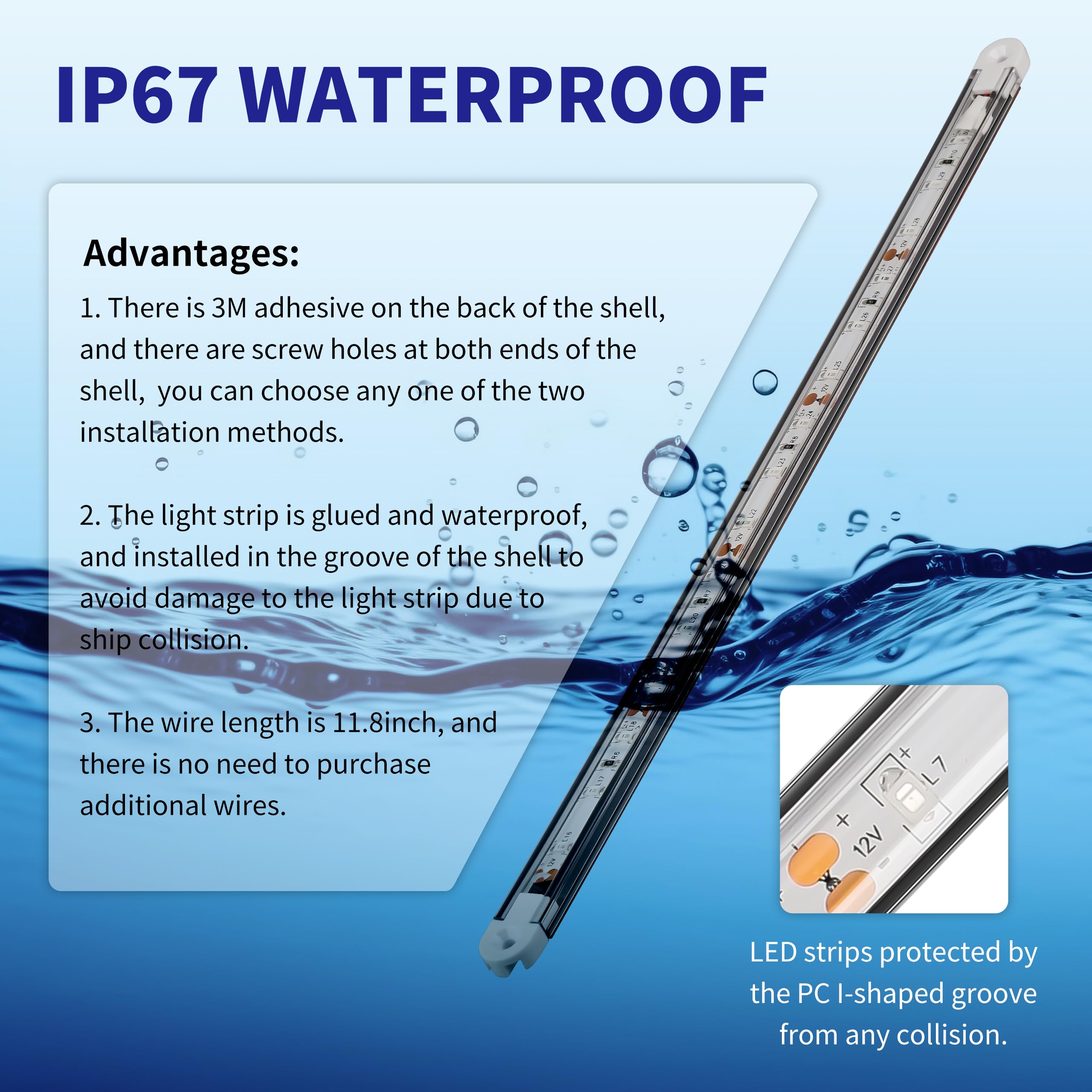 Waterproof LED Boat Interior Lights - 4 Pack Marine LED Strip Lights for Yachts, Fishing & Pontoon Boats | Perfect for Night Fishing & Cabin Lighting
