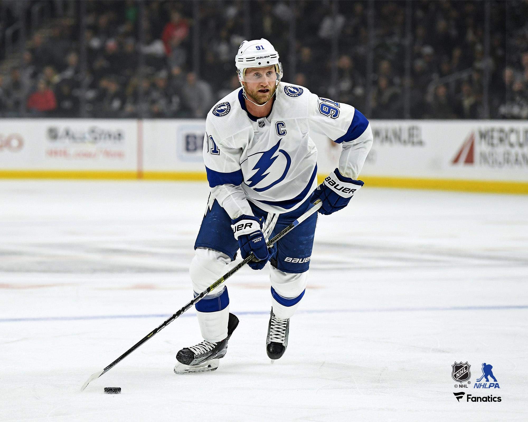 Steven Stamkos Tampa Bay Lightning White Jersey NHL Skating Photo - Authentic Hockey Art Print for Home, Office & Man Cave Decor