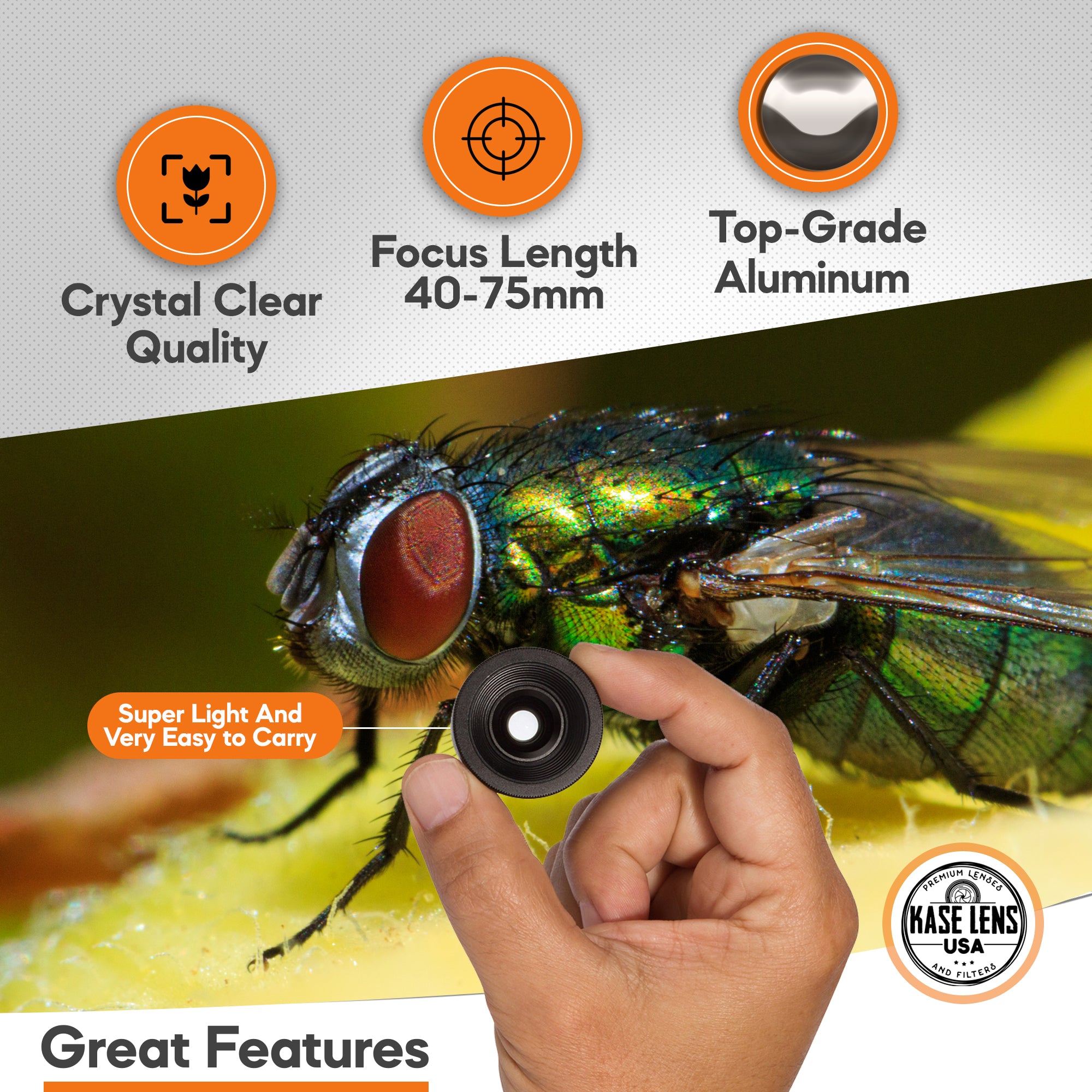 Kase Macro Lens for iPhone & Android - High Definition Close-Up Photography for Jewelry, Flowers & Small Objects - Perfect for Online Sellers & Hobbyists