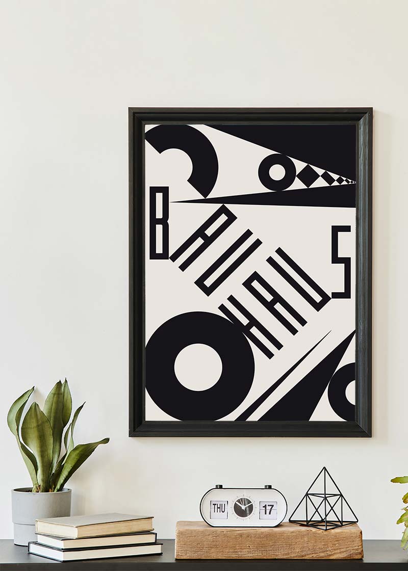 Bauhaus Sharp Angled Letters Black & White Print - Modern Geometric Alphabet Art for Home & Office Decor | Perfect for Living Room, Bedroom, or Workspace Wall Art