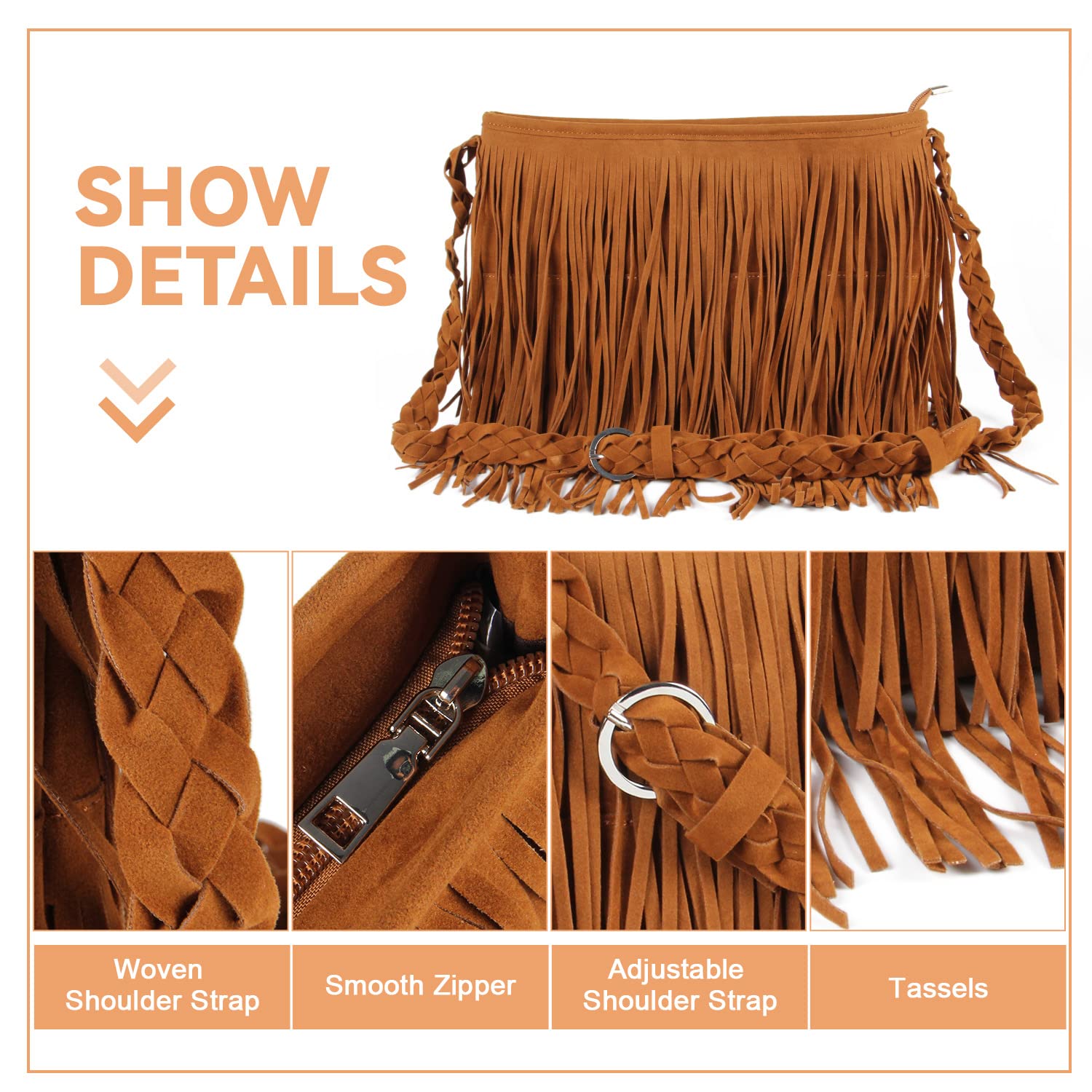 Stylish Faux Suede Fringe Crossbody Bag for Women - Western Boho Shoulder Purse with Adjustable Strap | Perfect for Music Festivals, Travel & Everyday Use