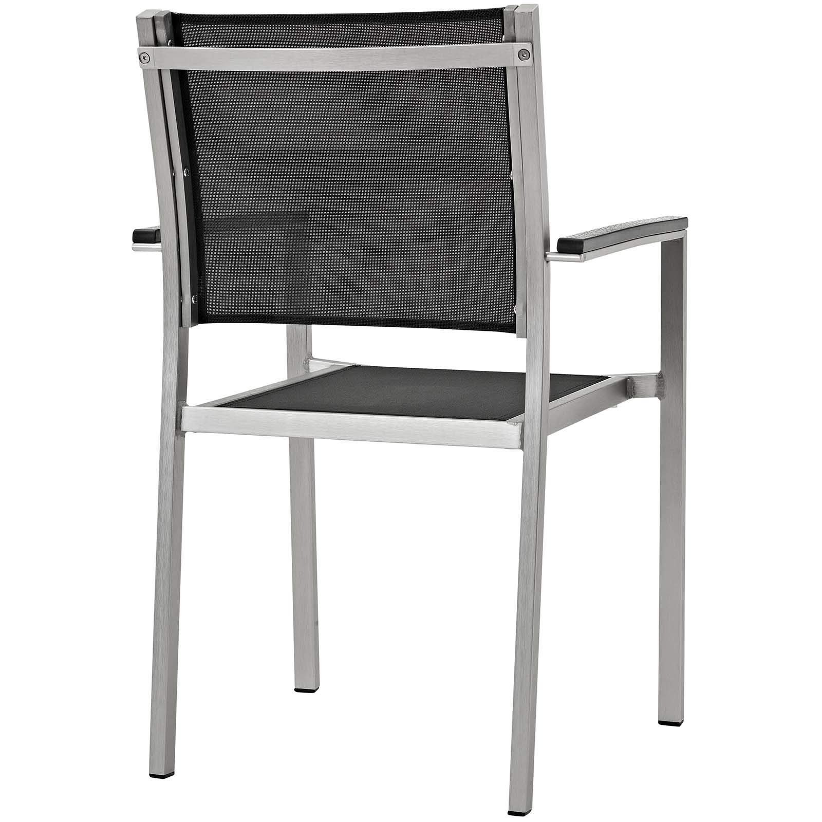 Modern Outdoor Patio Dining Set - Aluminum Side Chair & Table in Black - Perfect for Backyard, Garden, Poolside & Restaurant Use