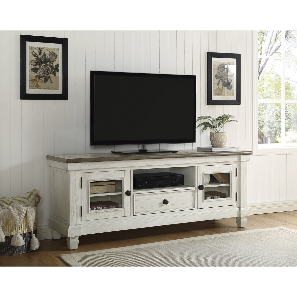 Granby Collection TV Stand - Modern Entertainment Center with Storage for Living Room, Bedroom & Home Theater - 60 Inch Media Console for Flat Screen TVs
