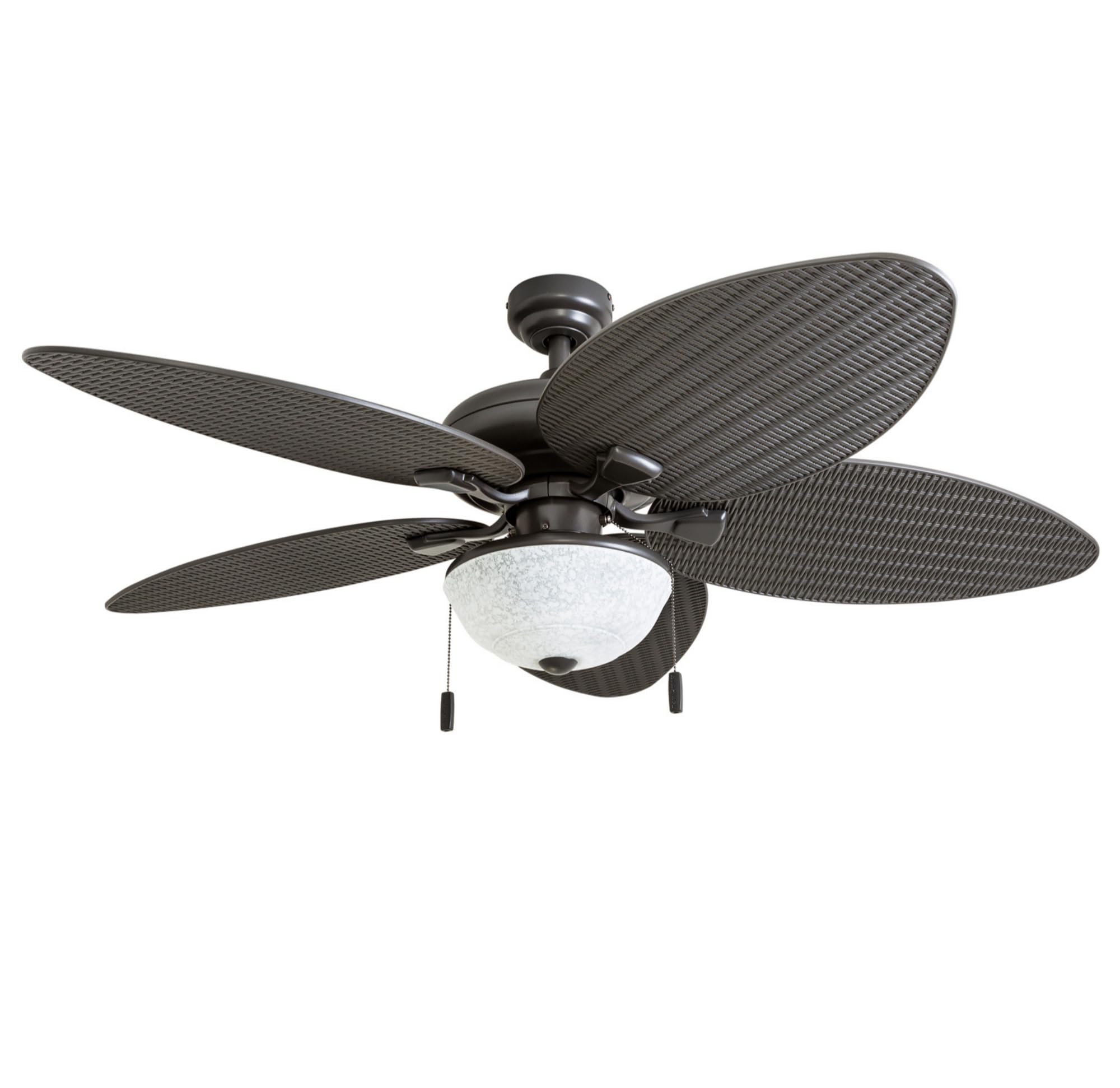 Honeywell 52 Inch Tropical Indoor Outdoor Ceiling Fan with Light Kit, Pull Chain Control, 3 Mounting Options & Weather-Resistant Blades - Bronze (Model 50510-01) - Perfect for Patio, Living Room, Bedroom and Covered Outdoor Spaces