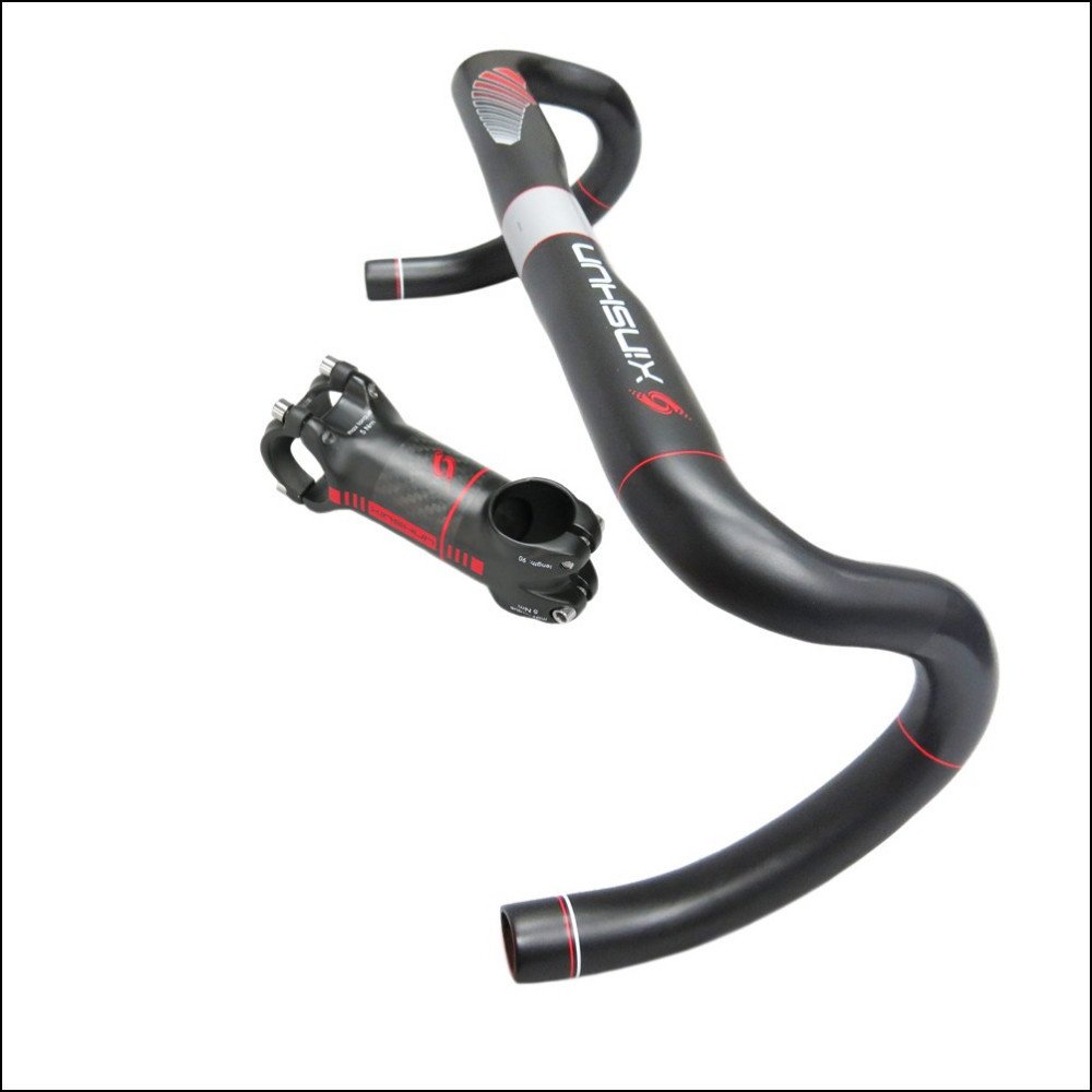 Ultralight Full Carbon Fiber T700 Road Bike Drop Handlebar & Aluminum Alloy Stem 28.6-31.8mm for Racing Bicycles | High-Performance Cycling & Endurance Training Accessory