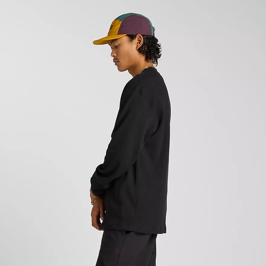 New Balance Waffle Knit Long Sleeve Henley Shirt for Men - Comfortable Casual Wear for Running, Gym & Everyday Outfits