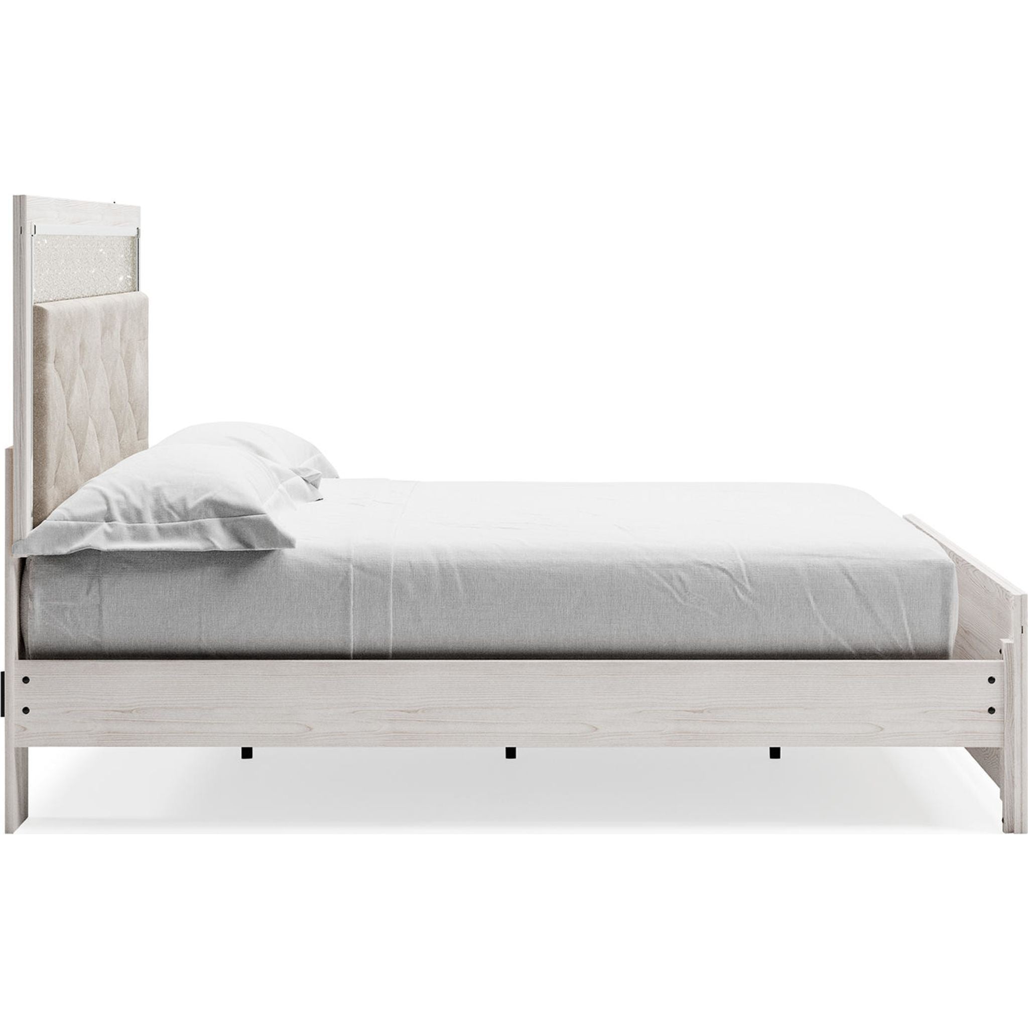 Altyra King Size Platform Bed Frame - Modern White Wooden Bed with Sturdy Slat Support for Master Bedroom & Guest Room