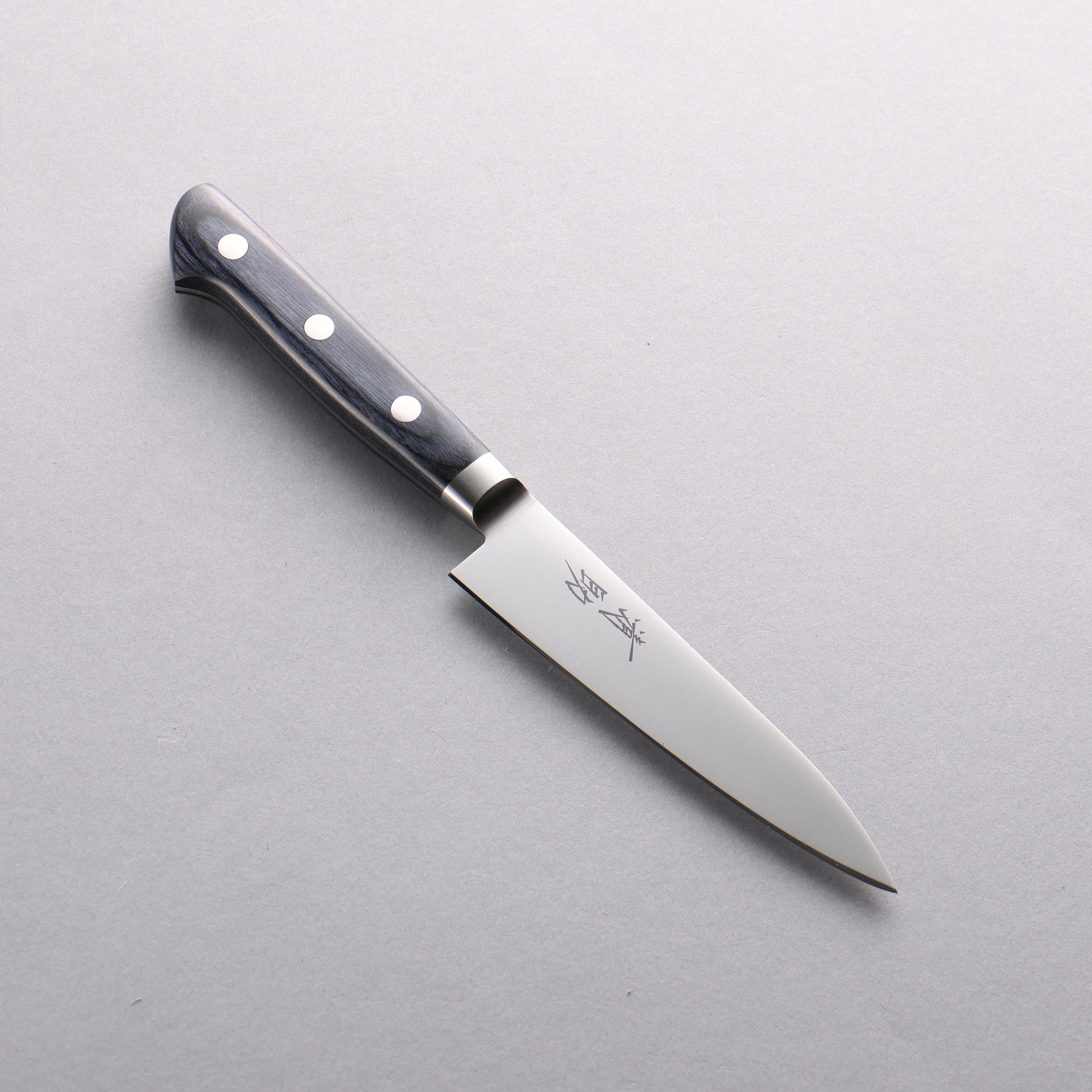 Seisuke Seiten 120mm Molybdenum Petty Utility Knife with Navy Blue Pakka Wood Handle - Perfect for Slicing, Peeling, and Precision Cutting in the Kitchen