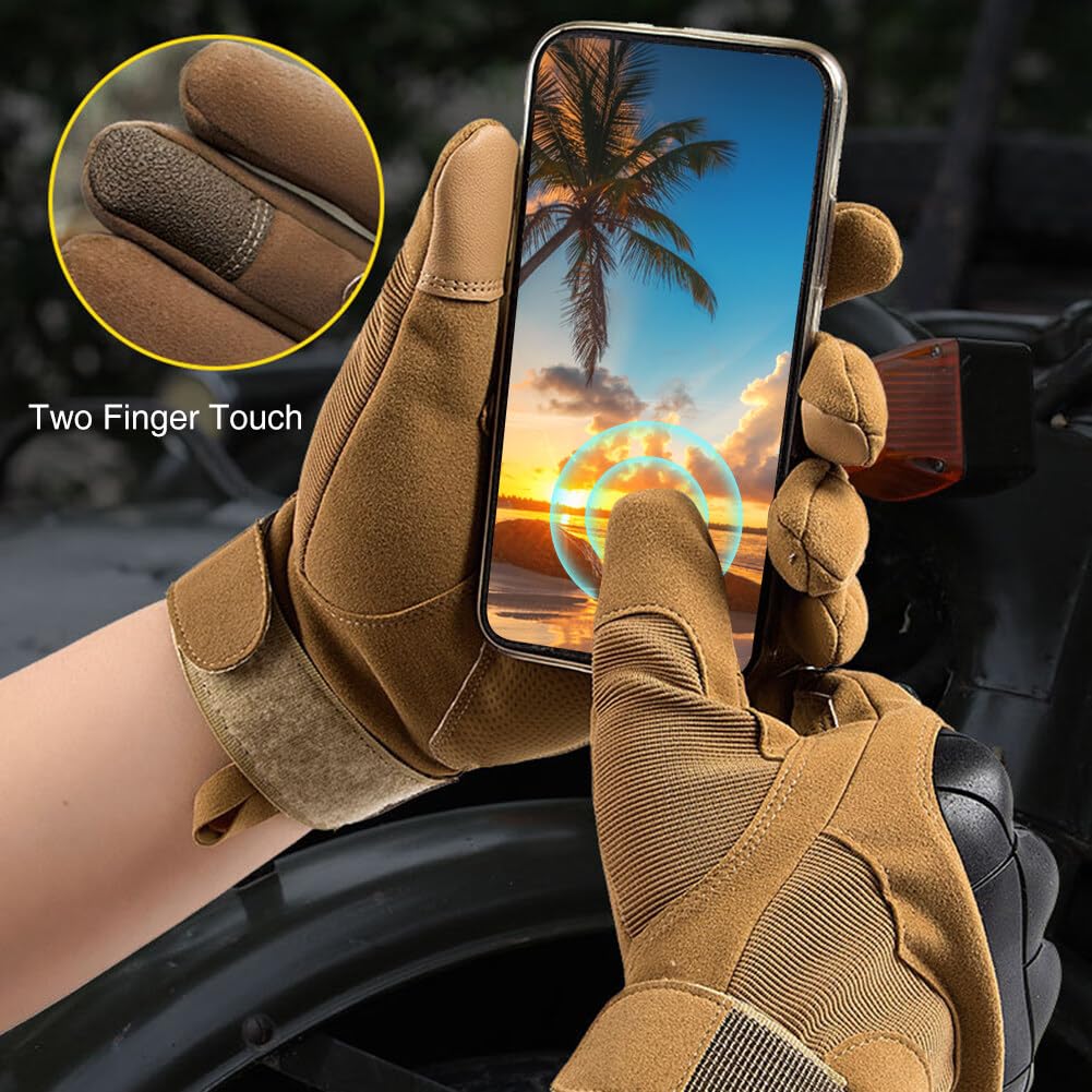 Men's Touchscreen Work Gloves with Knuckle Protection - Outdoor & Motorcycle Use