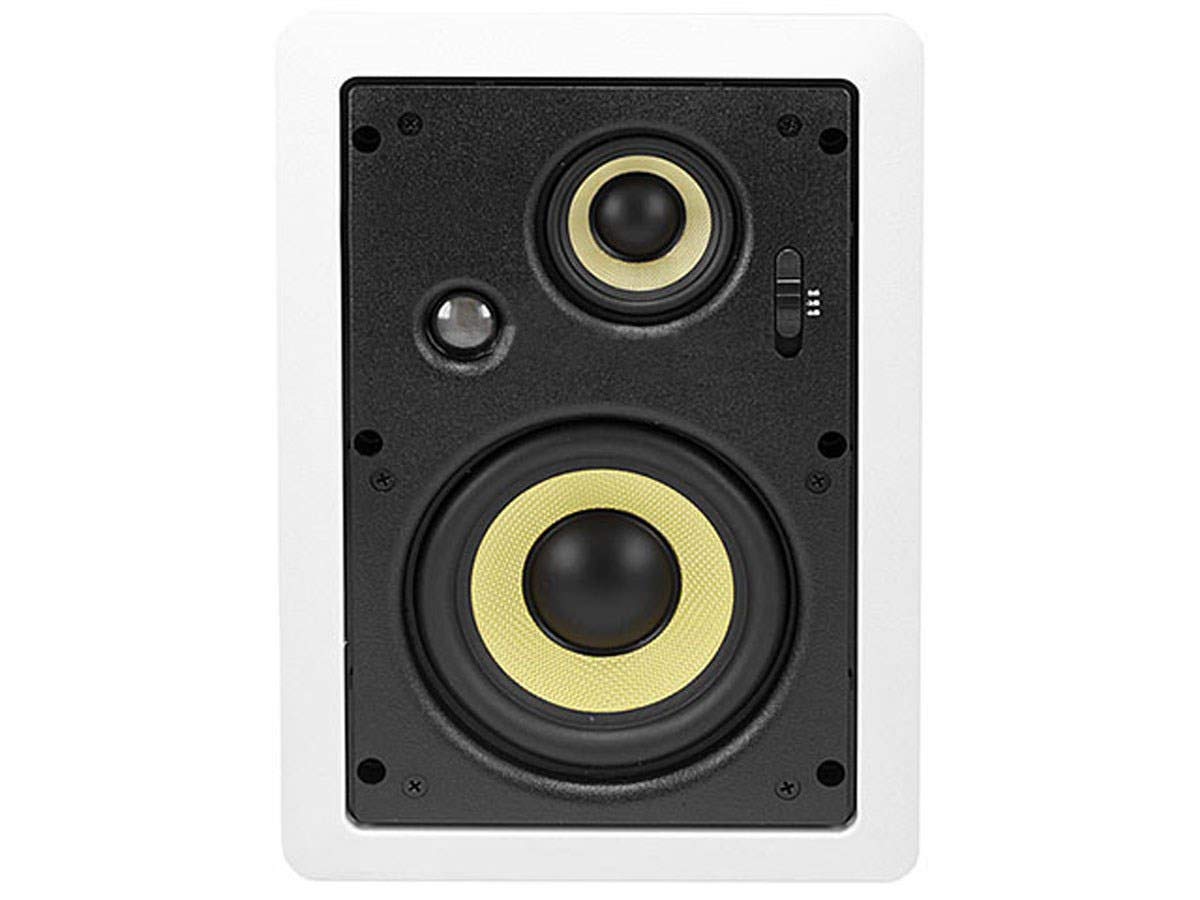 Monoprice 6.5 Inch 3-Way Aramid Fiber In-Wall Speakers with Titanium Silk Dome Tweeters - Caliber Series (Pair) - Perfect for Home Theater and Surround Sound Systems