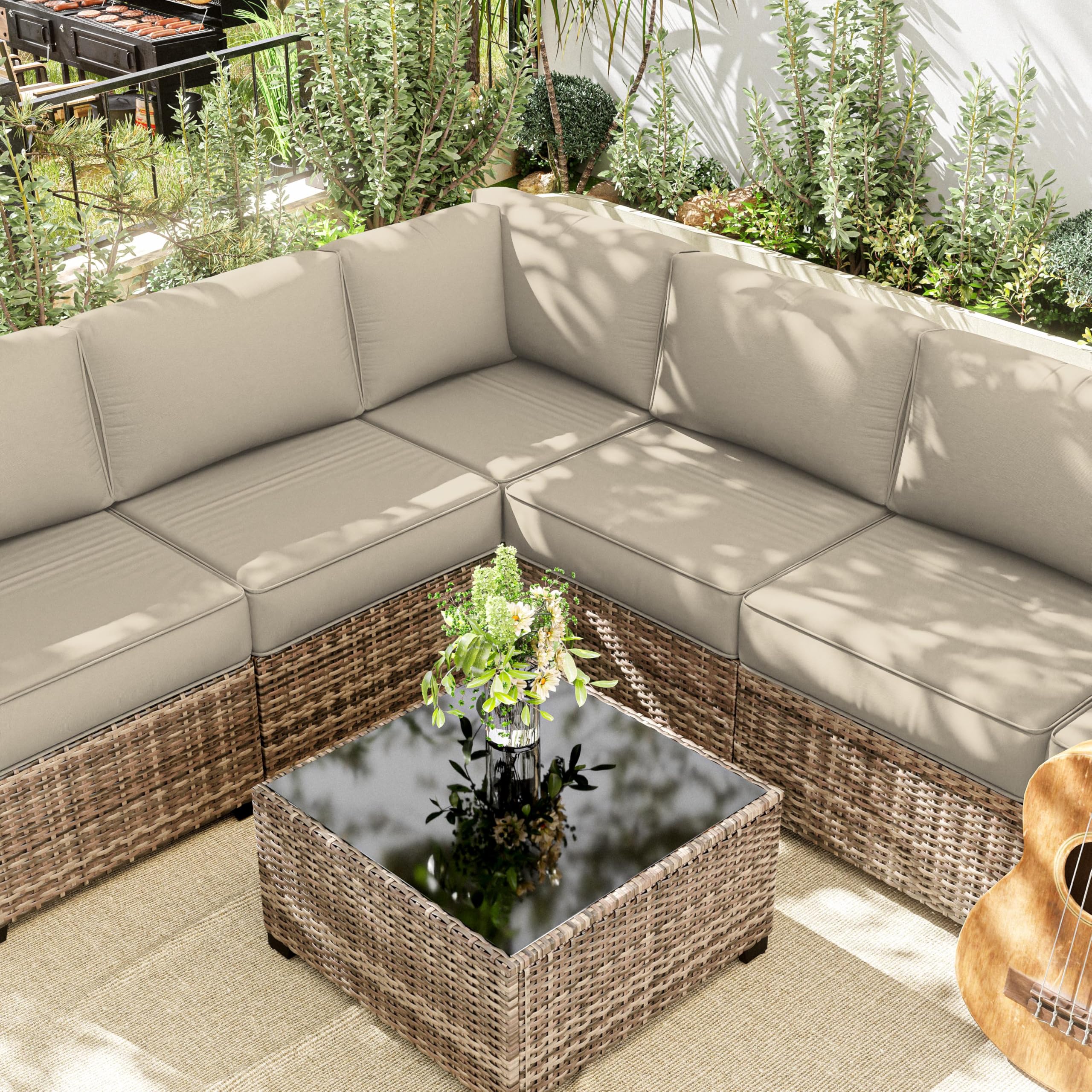 14-Piece Waterproof Outdoor Cushion Covers with Zipper - Replacement Slipcovers for Patio Furniture, Sofa & Couch (3 Sizes) - Perfect for Backyard, Deck, Poolside & Garden Use