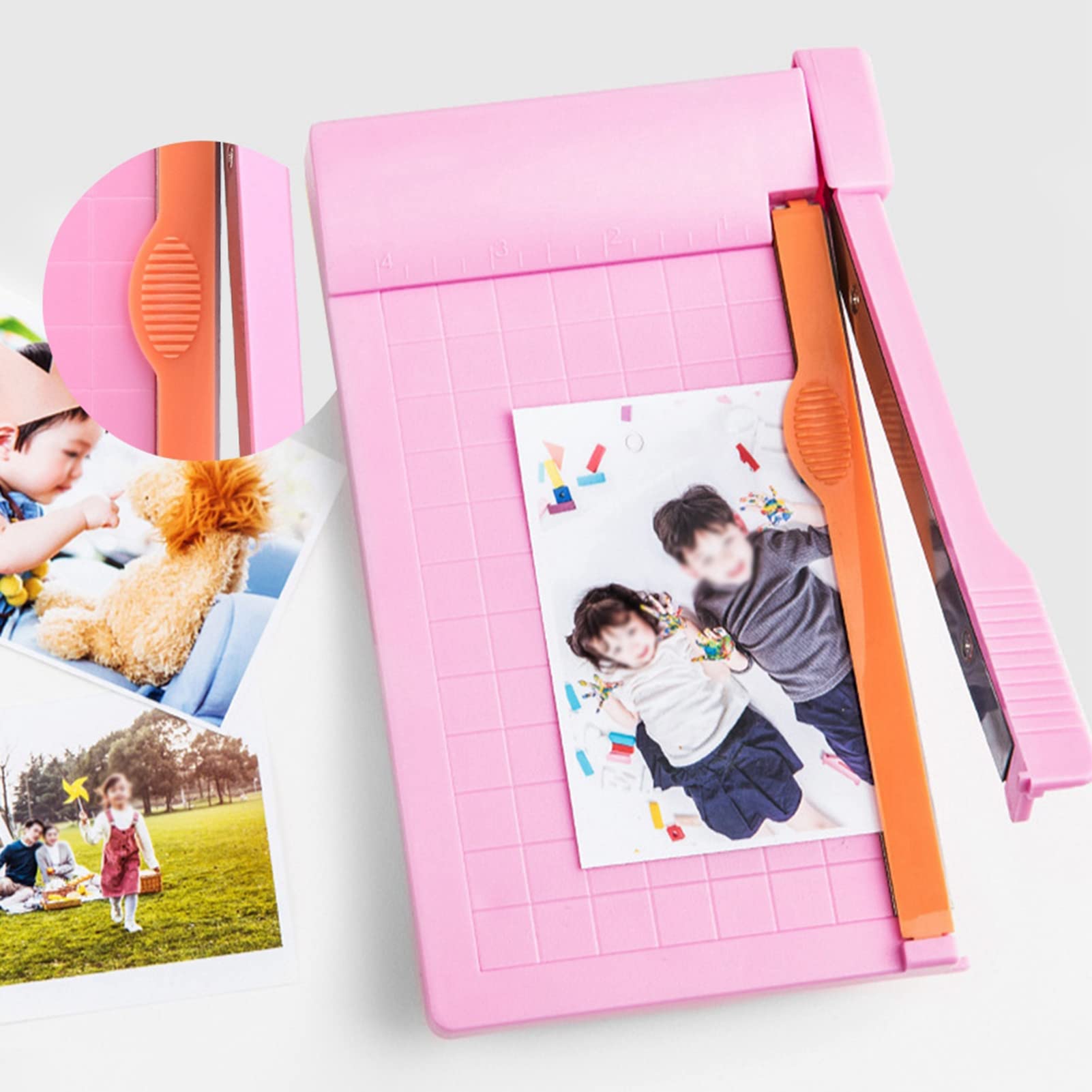 Portable Mini Paper Cutter - Precision Paper Trimmer for Cardstock, Photos & Scrapbooking | Gridded Cutting Board with Knife | Ideal for DIY Crafts, ID Photos & Office Use