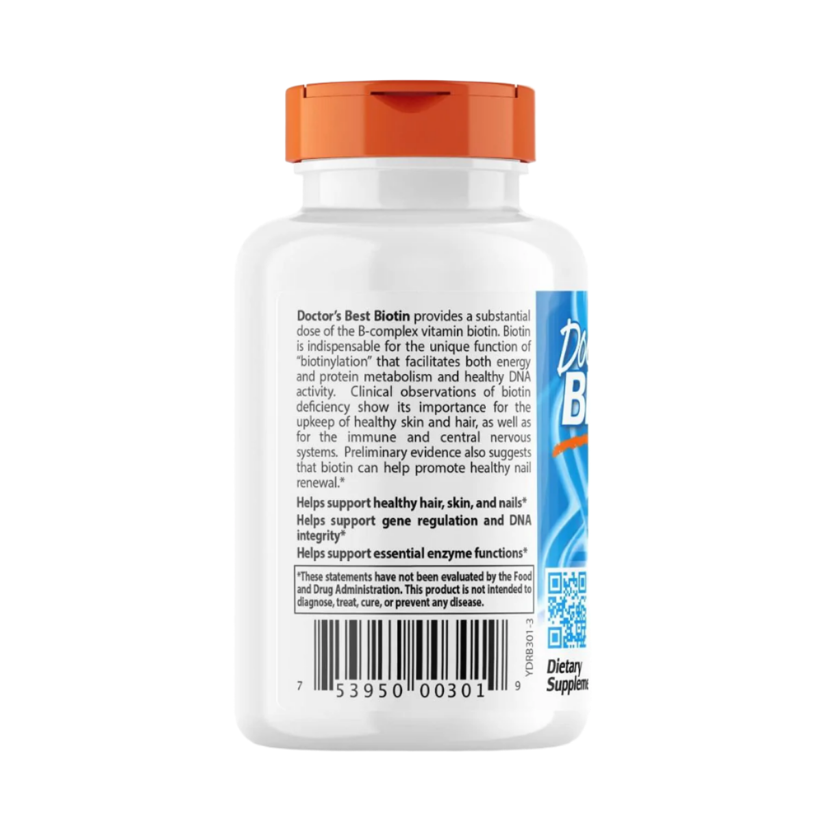 Doctor's Best Biotin 5000mcg Supplement - 120 Vegan Capsules for Hair, Skin & Nails Support - Promotes Healthy Growth for Men & Women