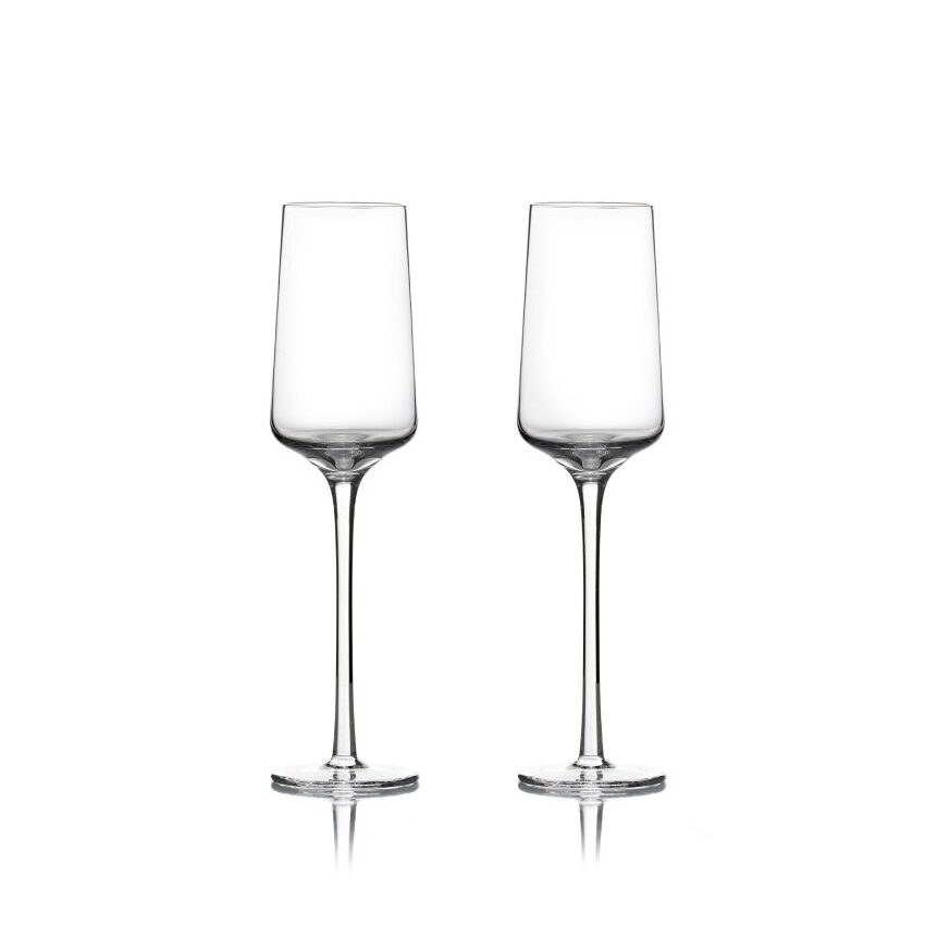 ZONE DENMARK Rocks Champagne Glasses Set of 2 - Elegant Crystal Flutes for Wedding Toasts, Anniversary Celebrations & Romantic Dinners