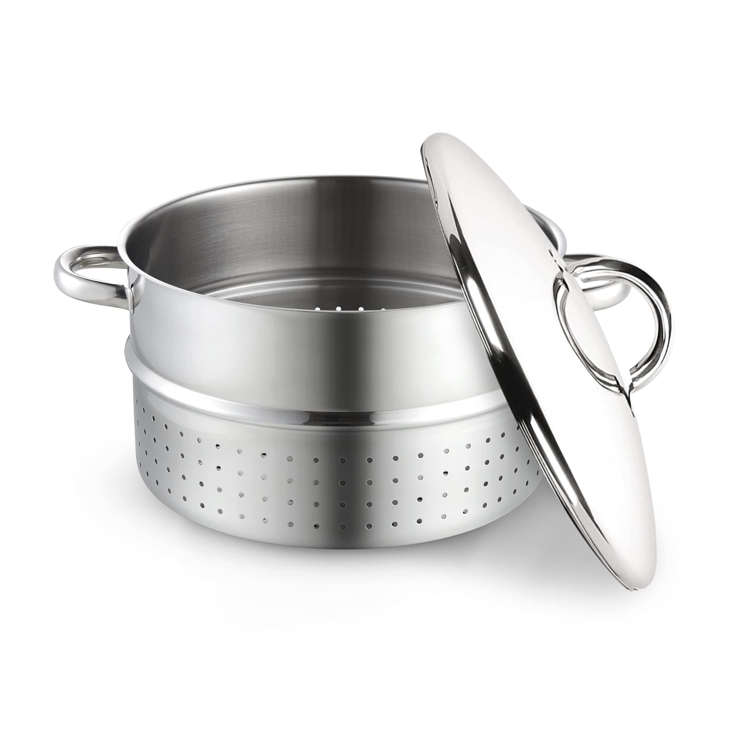 Premium 11-Quart Stainless Steel Juice Steamer Extractor Kit - Cook N Home Basics Canning Set with Water Pan, Juice Pan, Strainer, Lid & Hose Clamp - Mirror Satin Finish for Fresh Fruit Juicing, Home Canning & Healthy Beverage Making