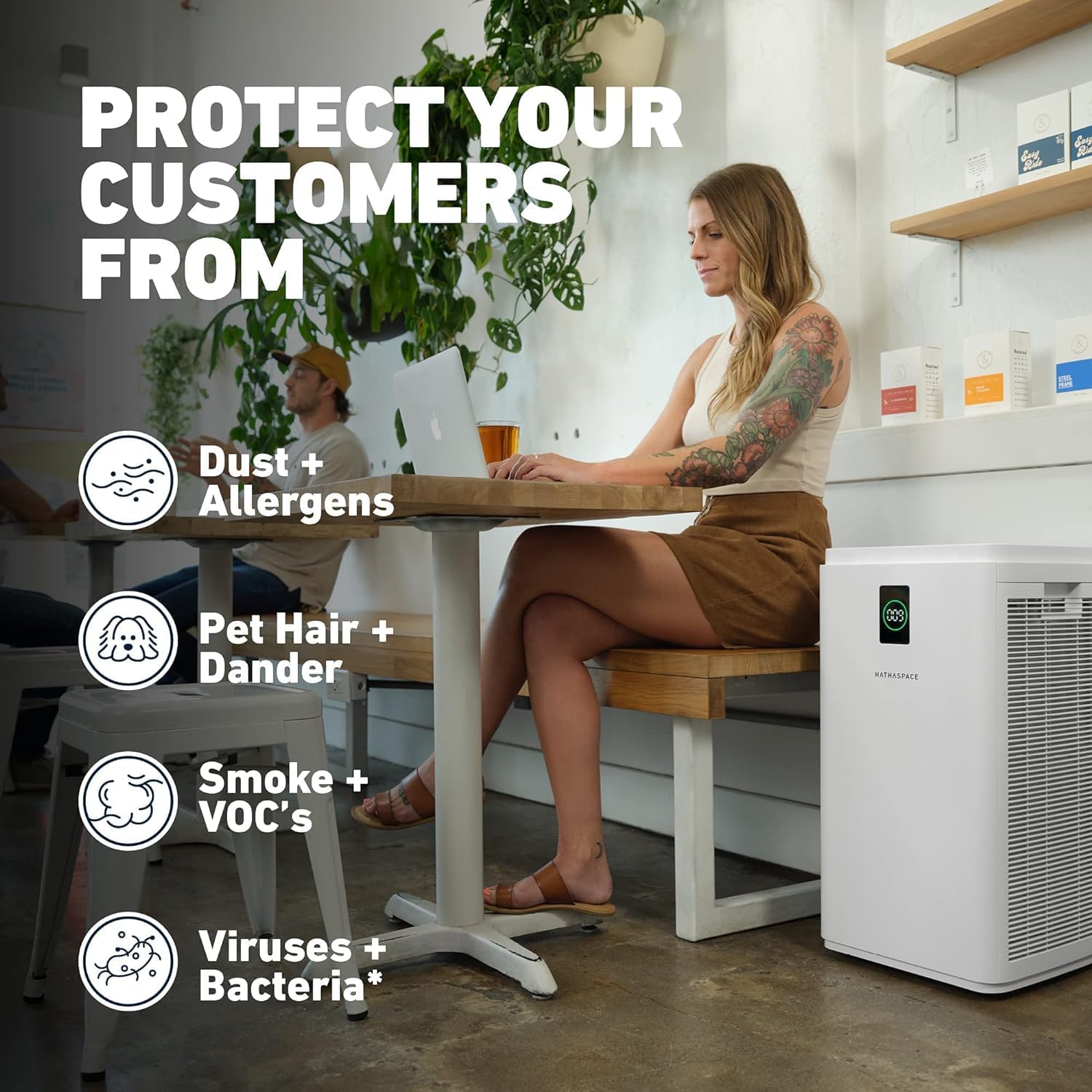 HATHASPACE HSP003 True HEPA Air Purifier for Home - 99.9% Dust, Smoke, Pet Dander, Odor & VOC Removal - Covers 2800 Sq. Ft - Quiet Air Cleaner with Smart Sensor - Ideal for Bedroom, Living Room & Large Spaces - Allergy & Asthma Relief