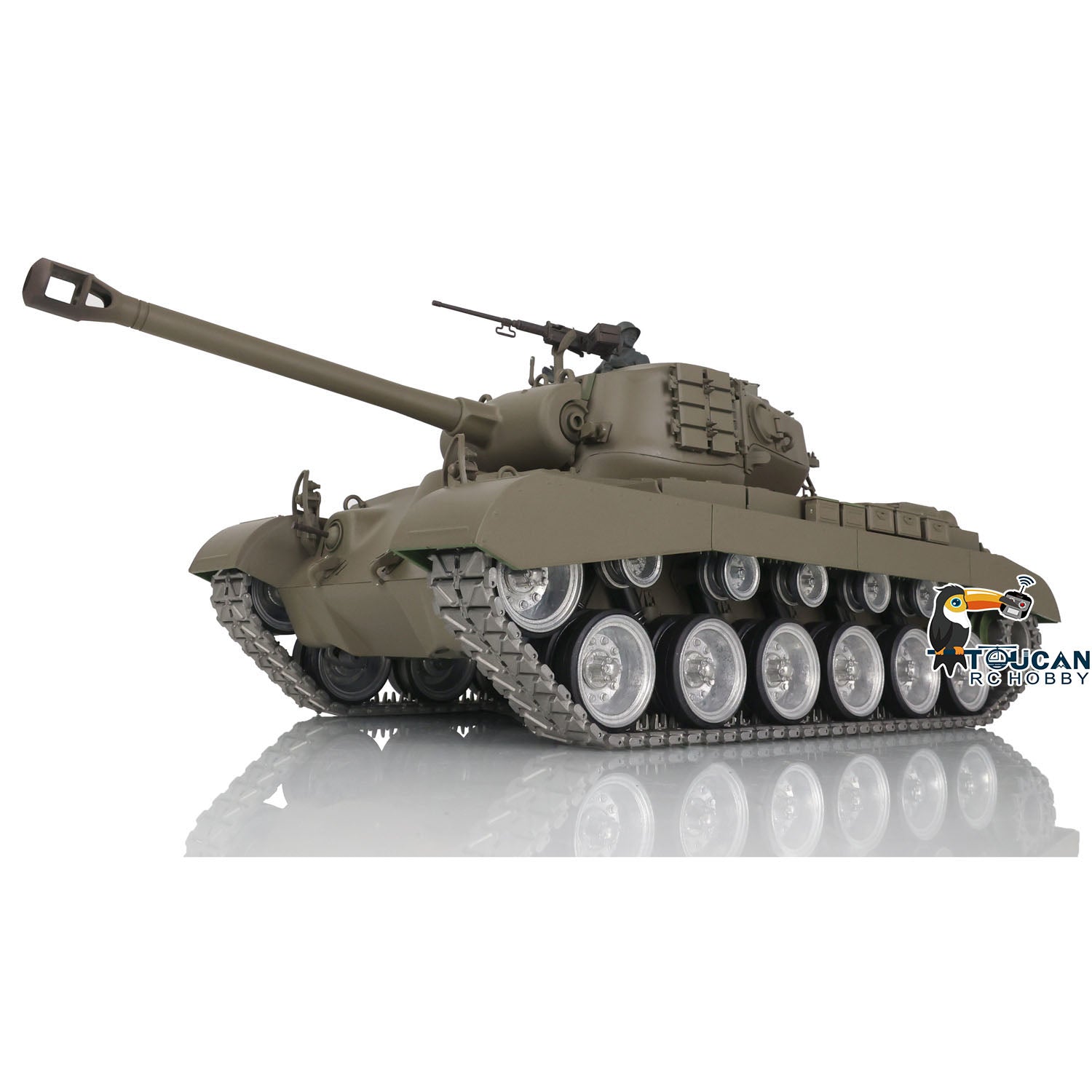Henglong 1/16 Scale 7.0 Customized M26 Pershing RTR RC Tank with 360° Rotating Turret, Metal Tracks & Smoke Effect - Ready-to-Run Remote Control Military Vehicle for Collectors & Battle Simulation