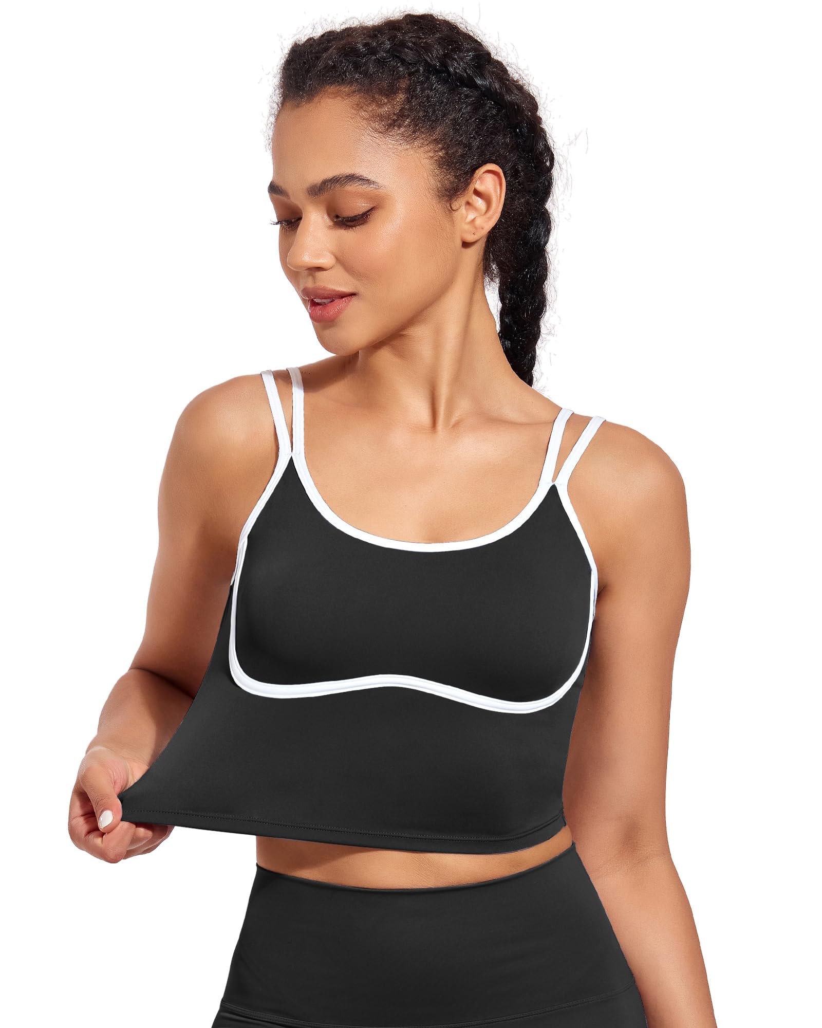 XUNYU Women's Longline Sports Bra - High Support Workout Top with Built-in Bra, Yoga Tank Top, Scoop Neck Athletic Shirt for Running, Gym & Yoga | Breathable & Comfortable Activewear