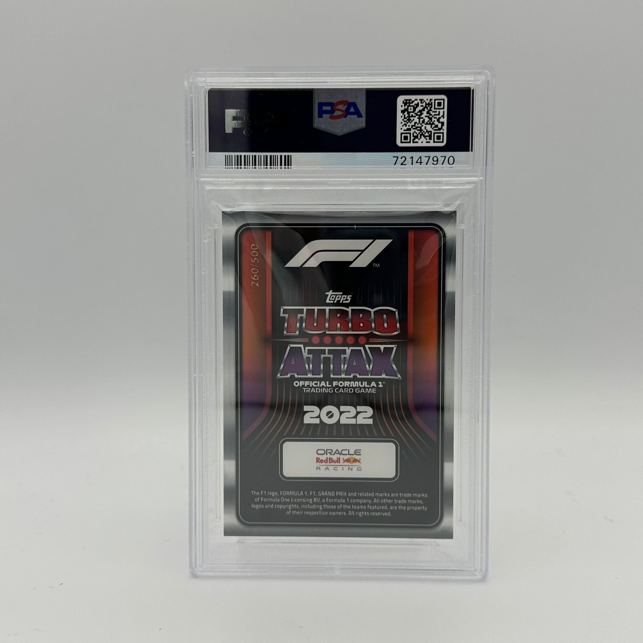 PSA 9 Graded Max Verstappen #330 100 Club Mirror Edition 260/500 - Rare F1 Racing Card for Collectors & Sports Memorabilia Enthusiasts - Perfect for Display, Trading, and Investment