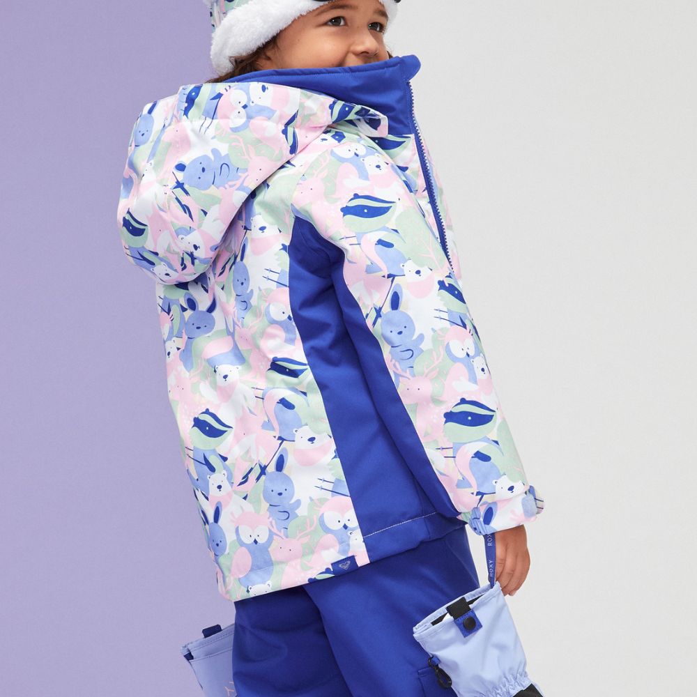 Roxy Snowy Tale Girls Ski Jacket - Waterproof Winter Coat for Toddlers 2-3 Years (Bright White) - Perfect for Skiing, Snowboarding & Outdoor Winter Adventures