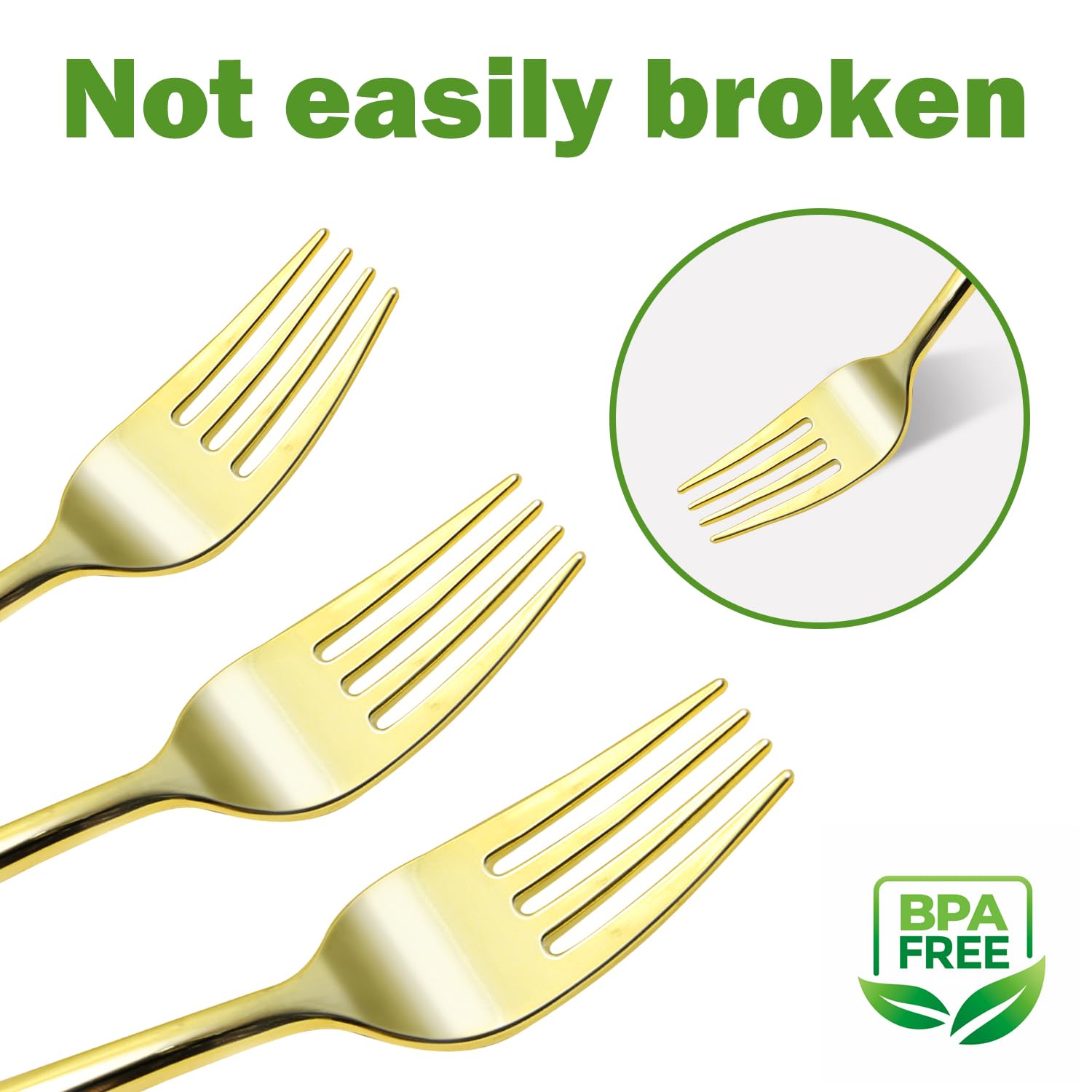 150 Pack Gold Plastic Forks - Heavy Duty Disposable Cutlery, BPA-Free Elegant Gold Forks for Weddings, Parties, Catering & Formal Events - Perfect for Home, Restaurant & Outdoor Dining Use